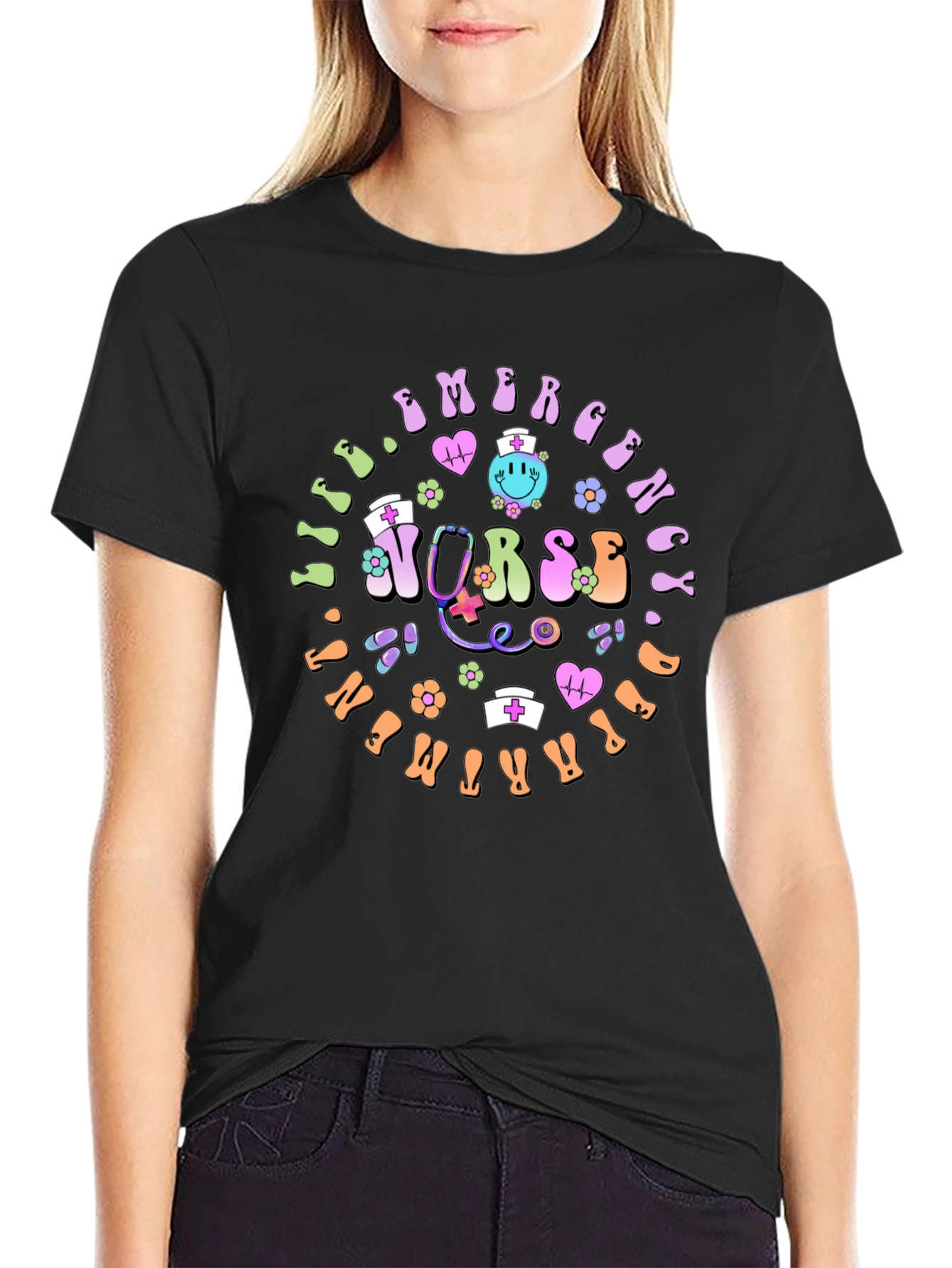 Emergency Nurse T-Shirt Groovy Retro Style