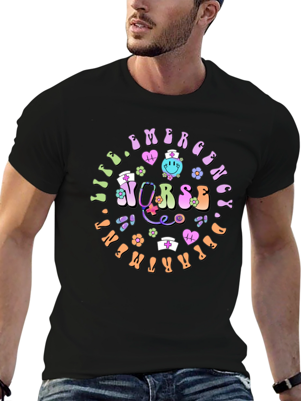 Emergency Nurse T-Shirt Groovy Retro Style