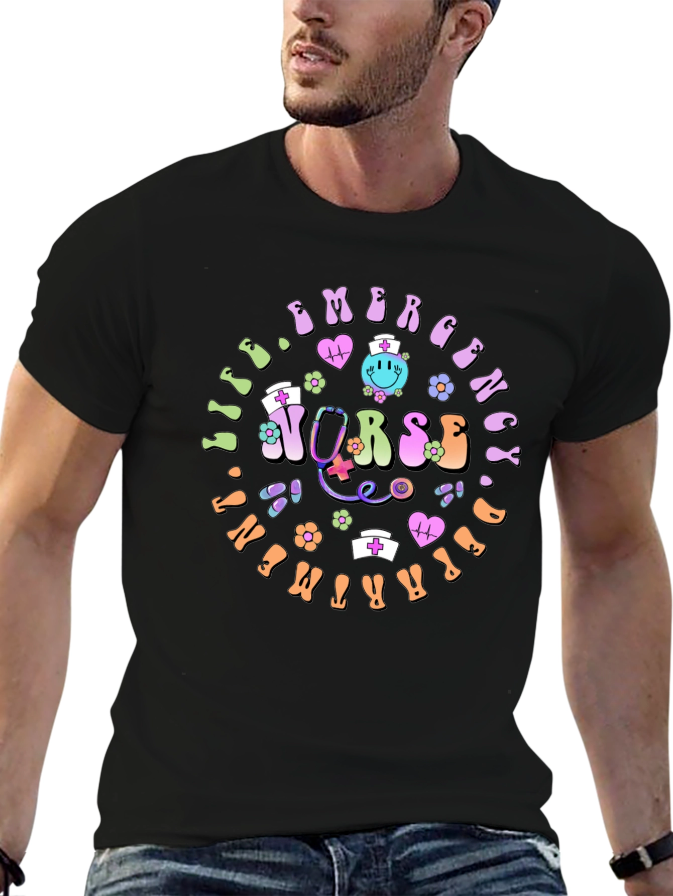 Emergency Nurse T-Shirt Groovy Retro Style