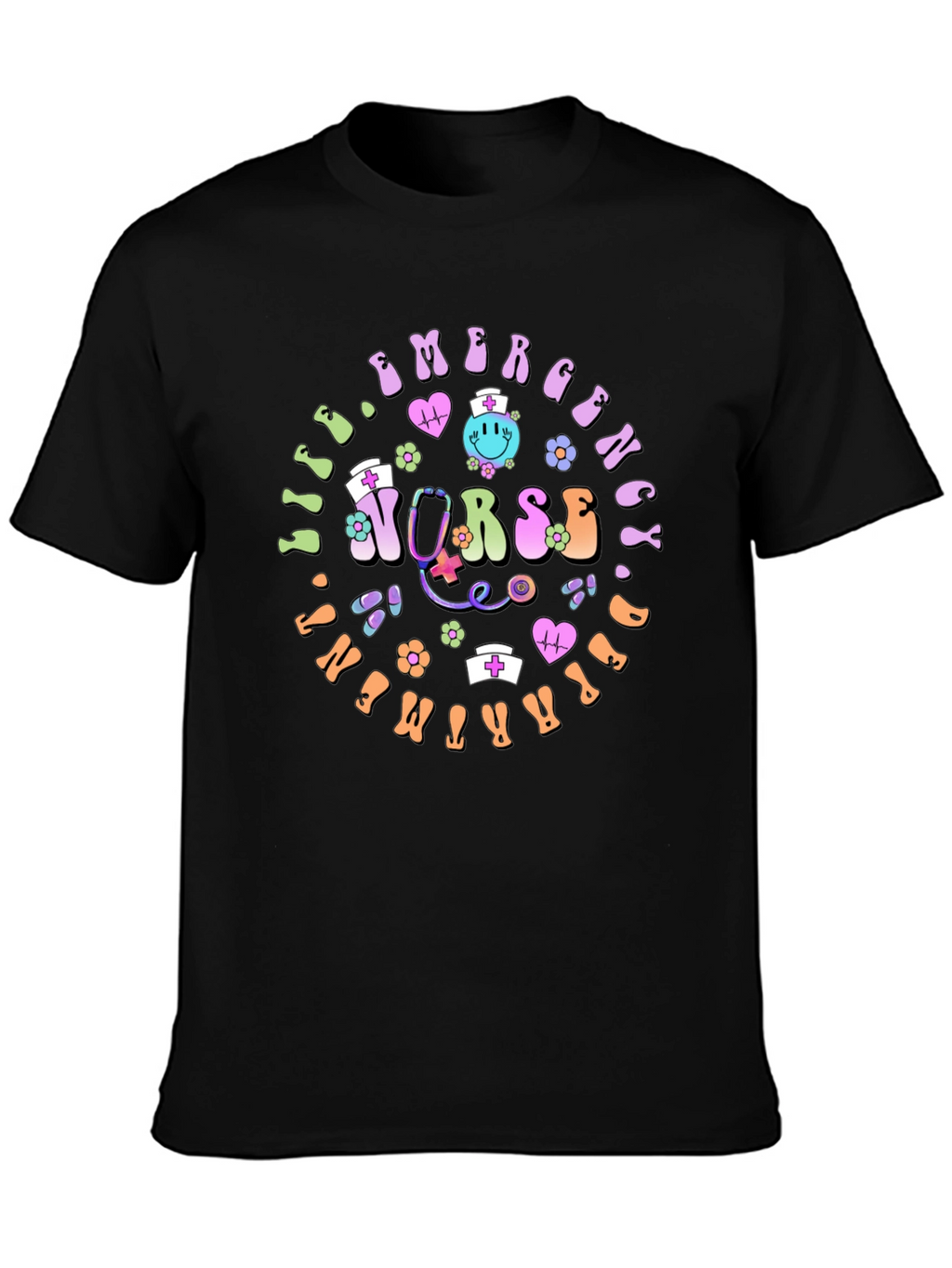 Emergency Nurse T-Shirt Groovy Retro Style
