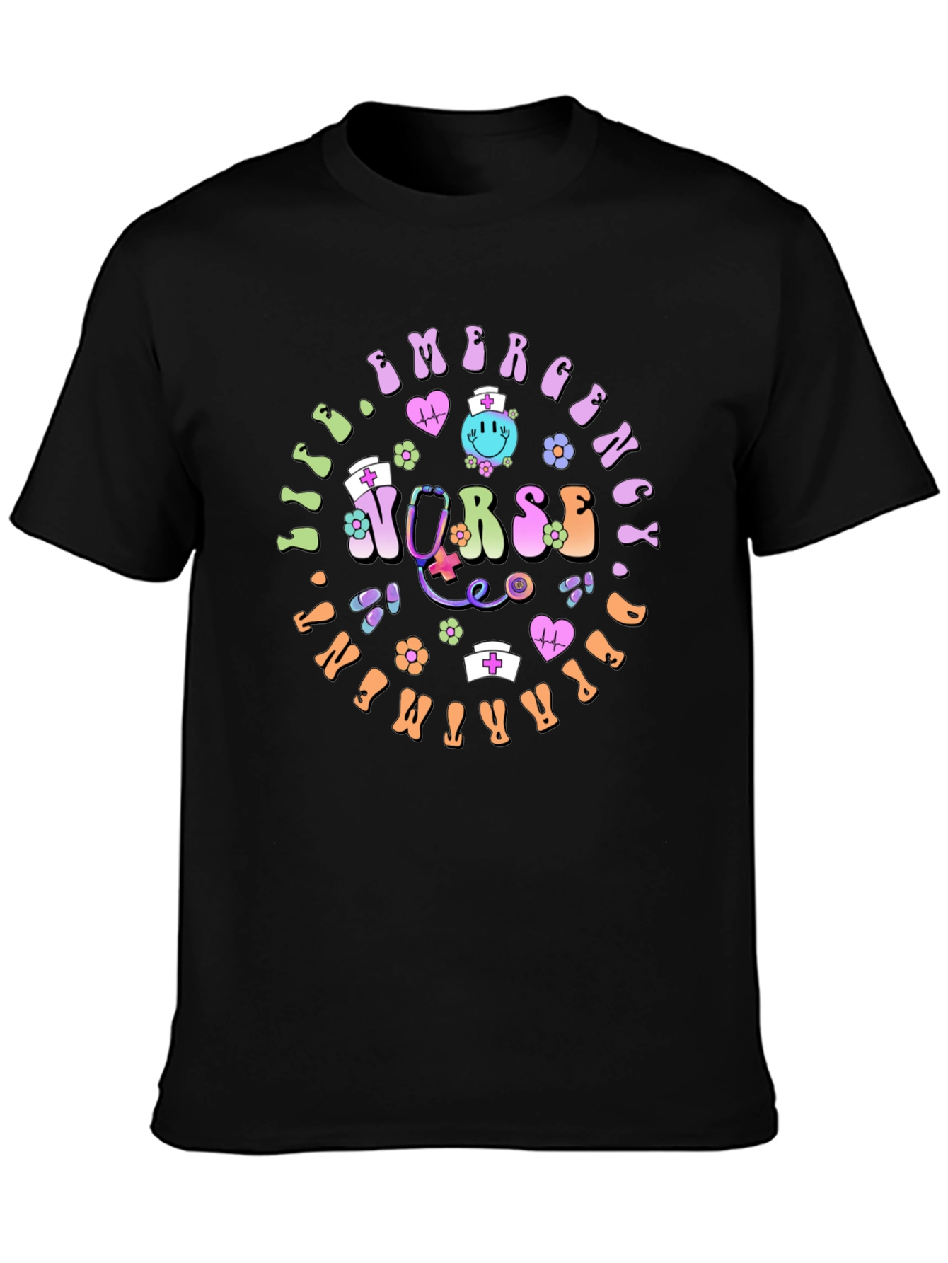 Emergency Nurse T-Shirt Groovy Retro Style