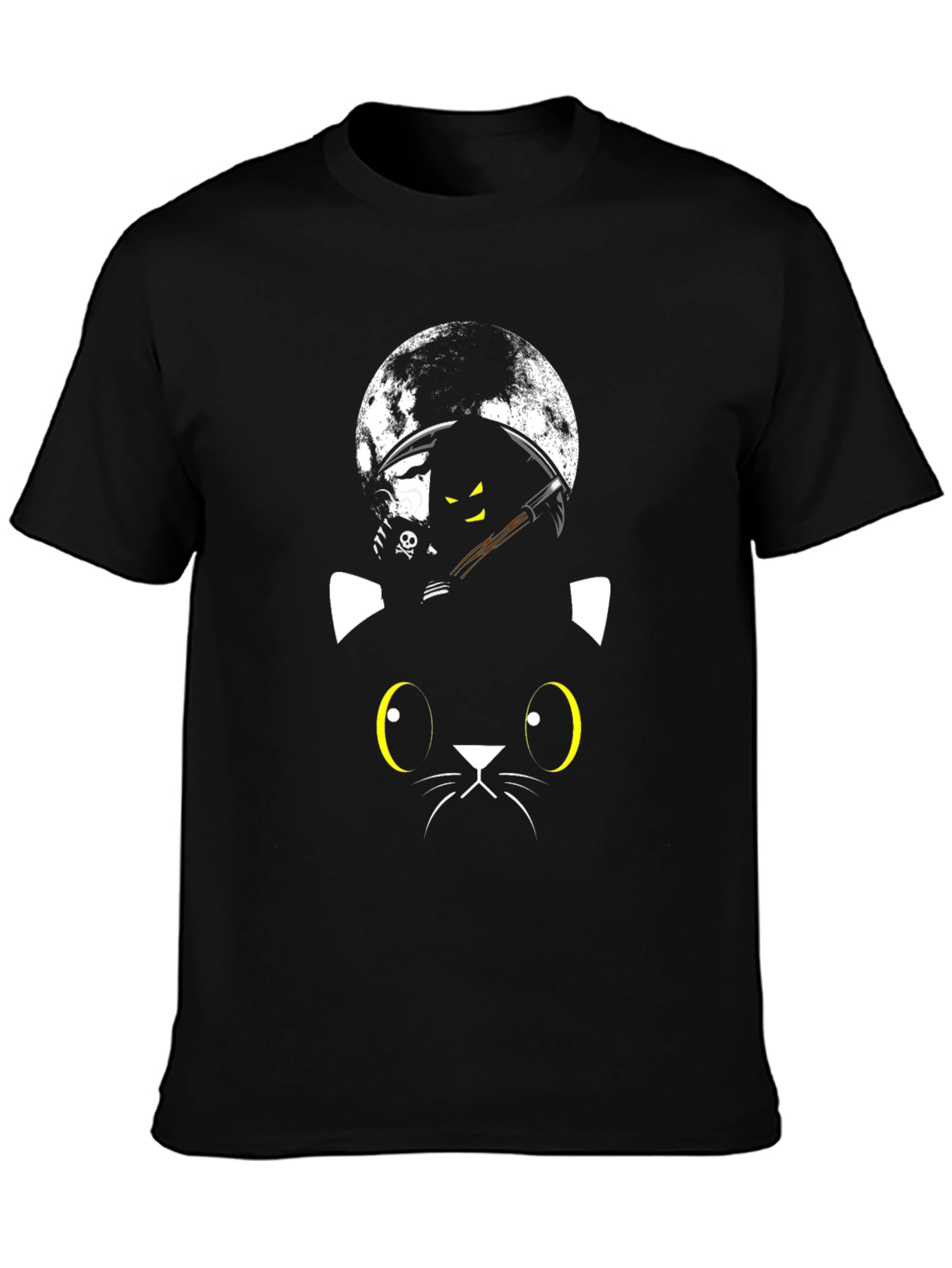 Black Cat Grim Reaper Moon T-Shirt - Halloween Style