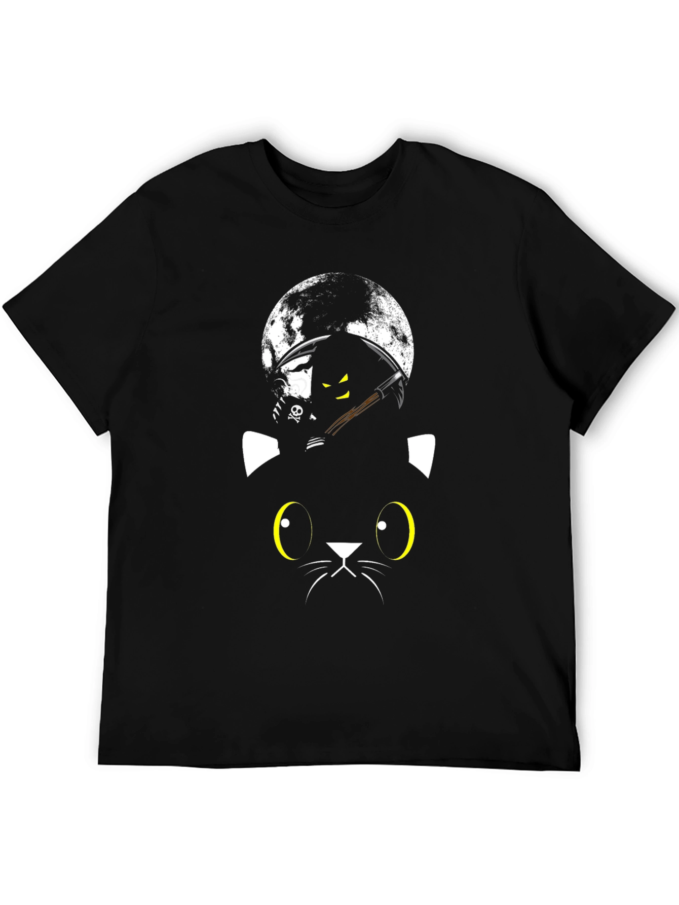 Black Cat Grim Reaper Moon T-Shirt - Halloween Style