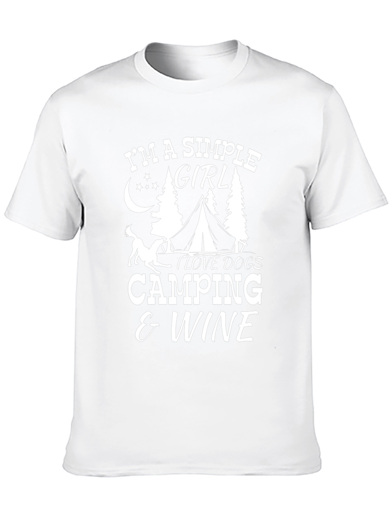 Simple Girl Dogs Camping Wine T-Shirt – Outdoor Dog Lover Tee