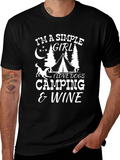 Simple Girl Dogs Camping Wine T-Shirt – Outdoor Dog Lover Tee