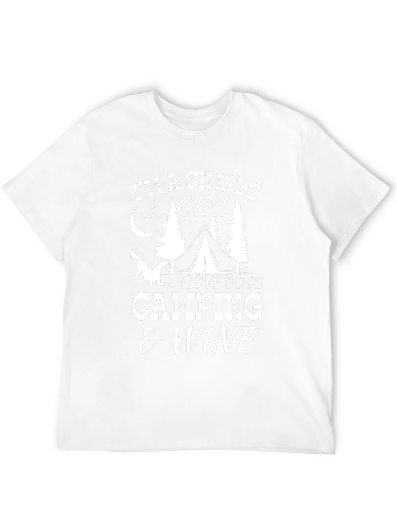 Simple Girl Dogs Camping Wine T-Shirt – Outdoor Dog Lover Tee
