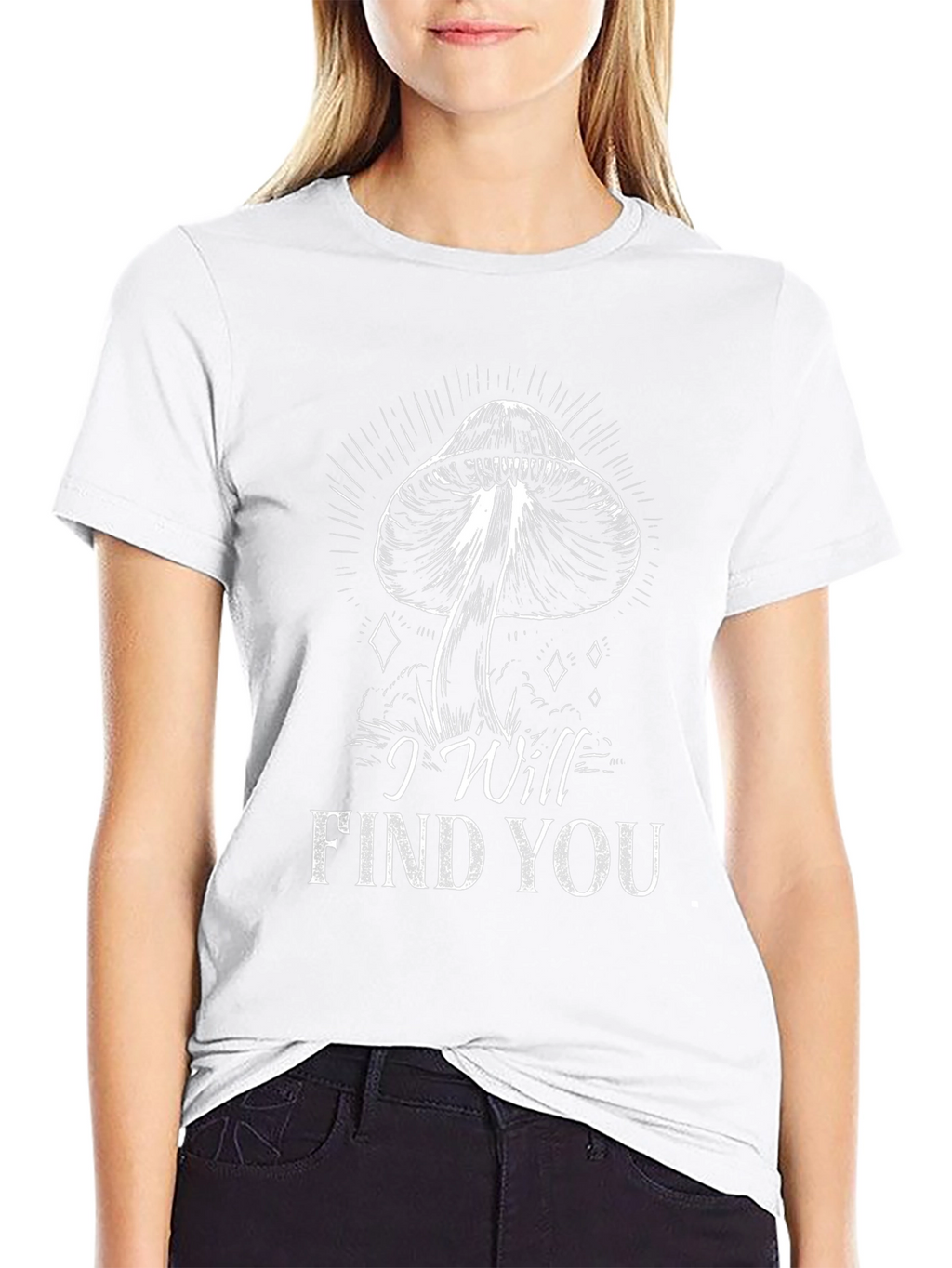 Mushroom I Will Find You Black T-Shirt