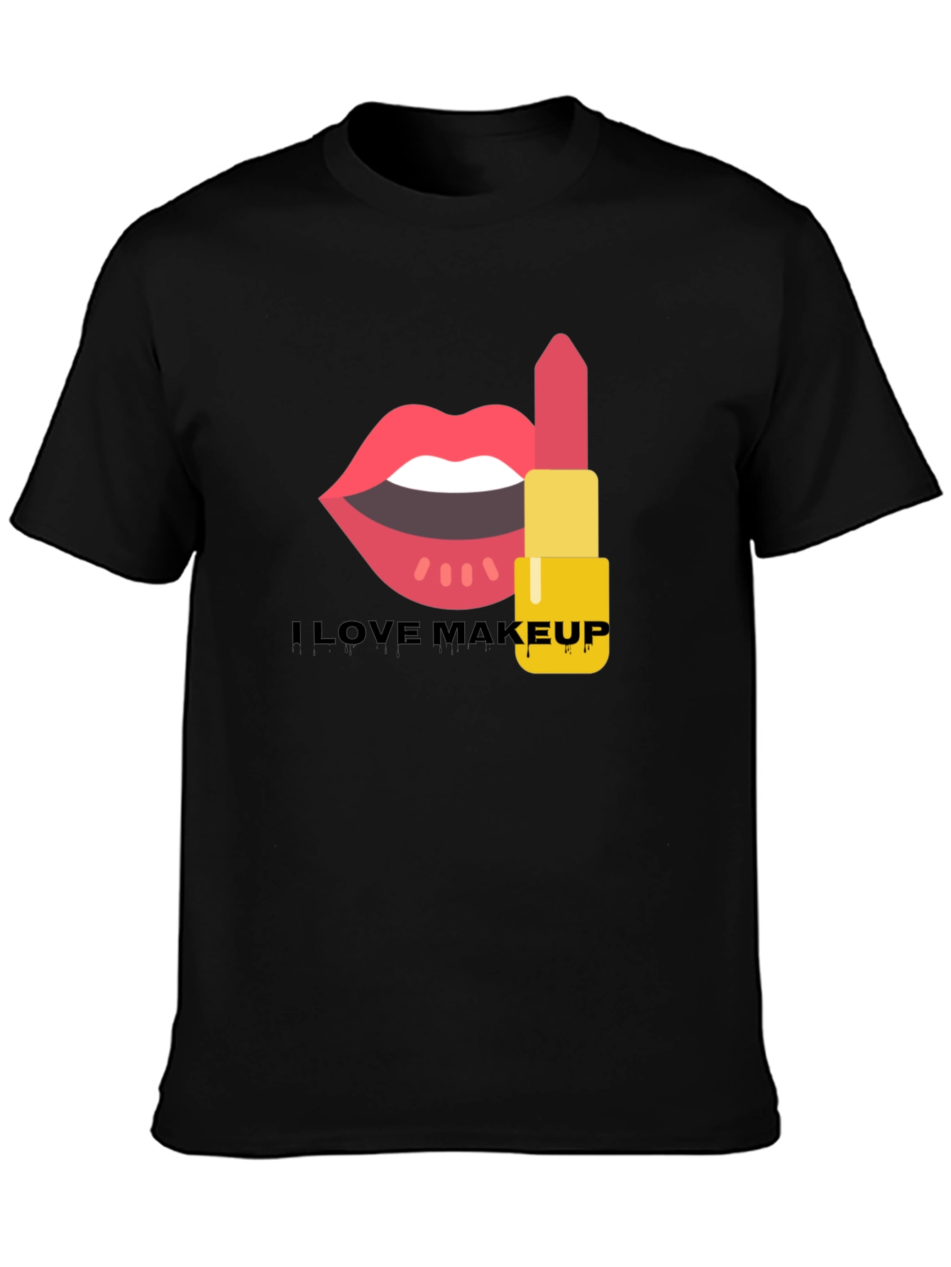 I Love Makeup Graphic Tee Black Cotton