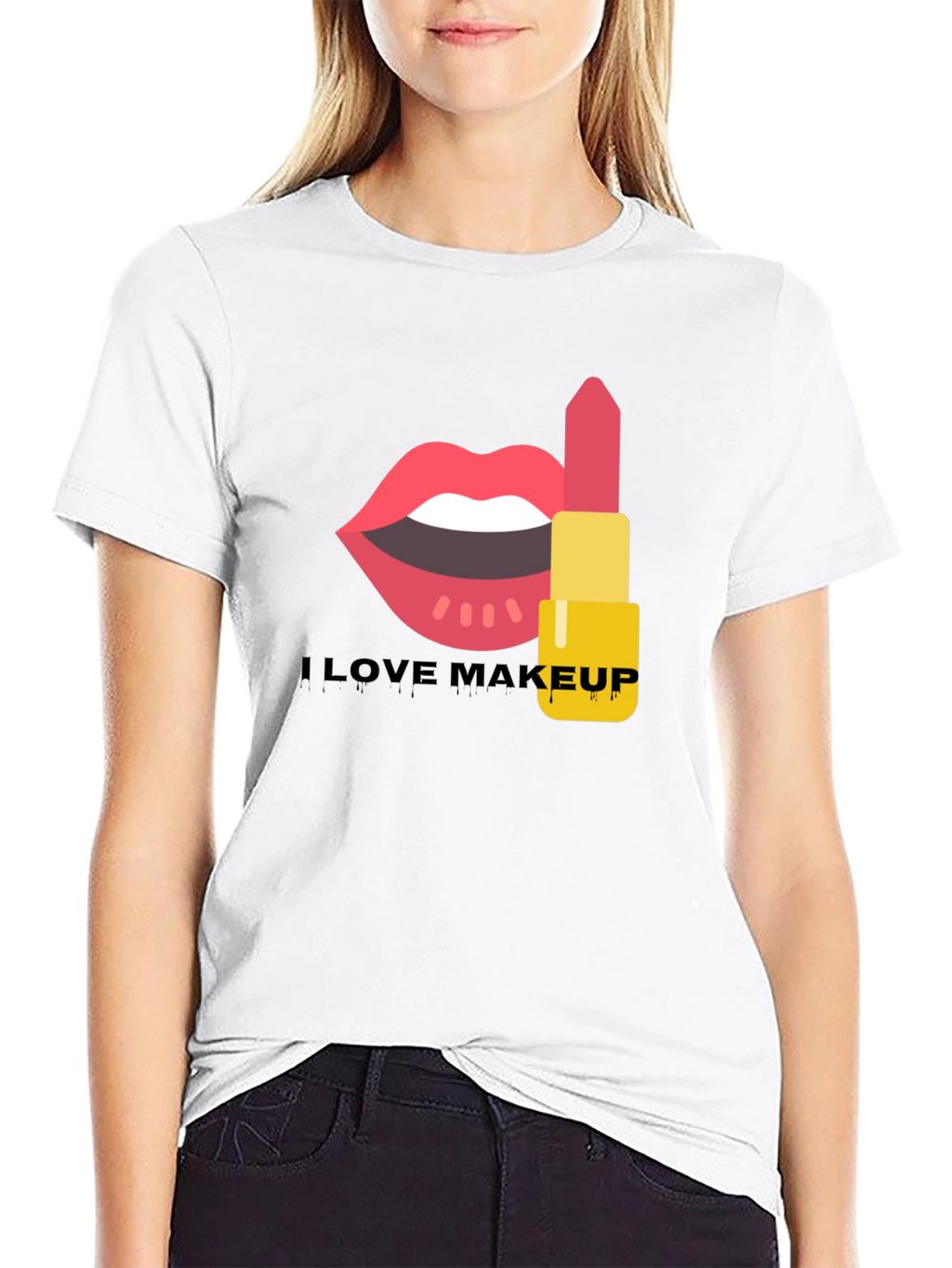 I Love Makeup Graphic Tee Black Cotton