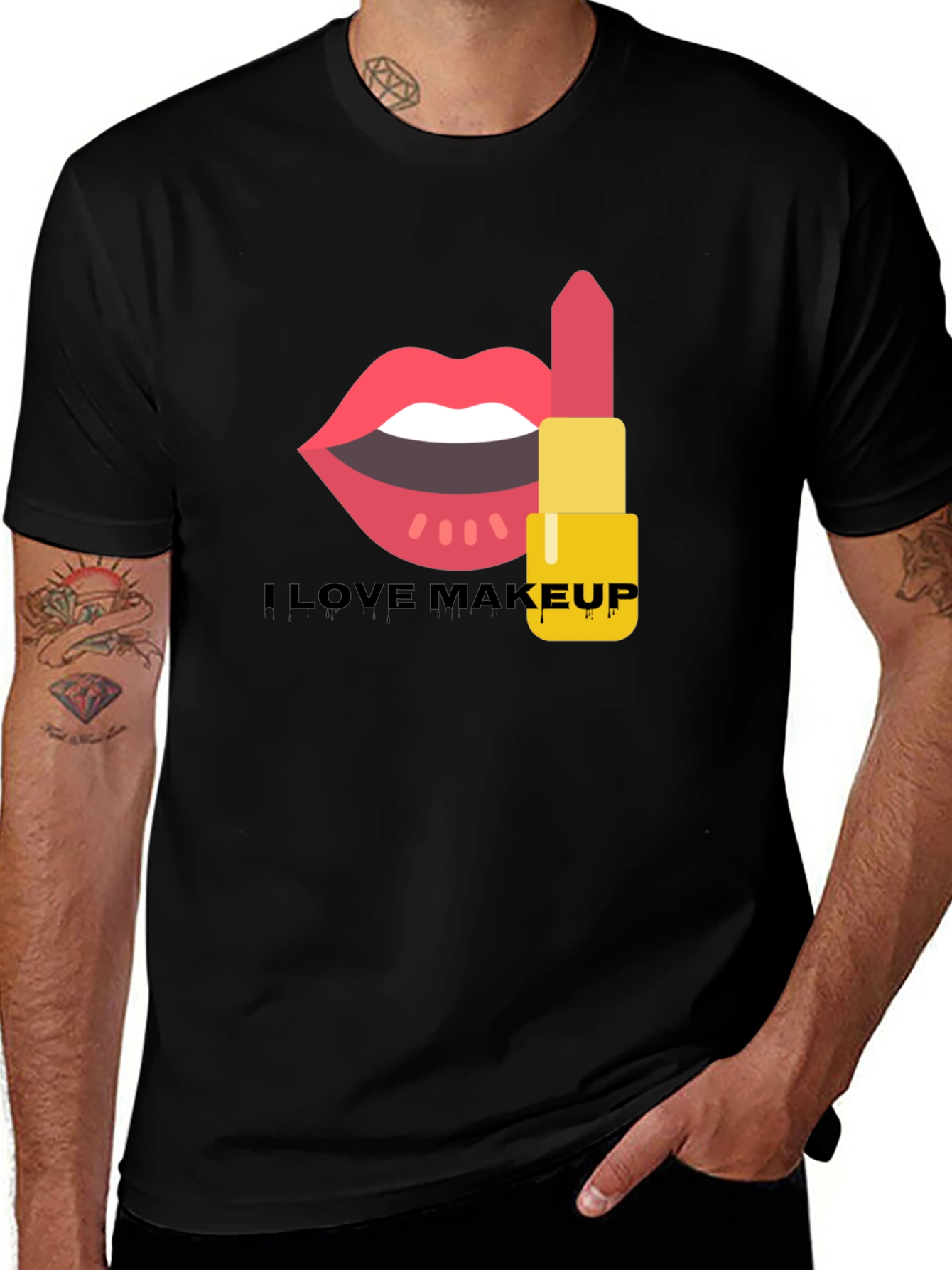 I Love Makeup Graphic Tee Black Cotton