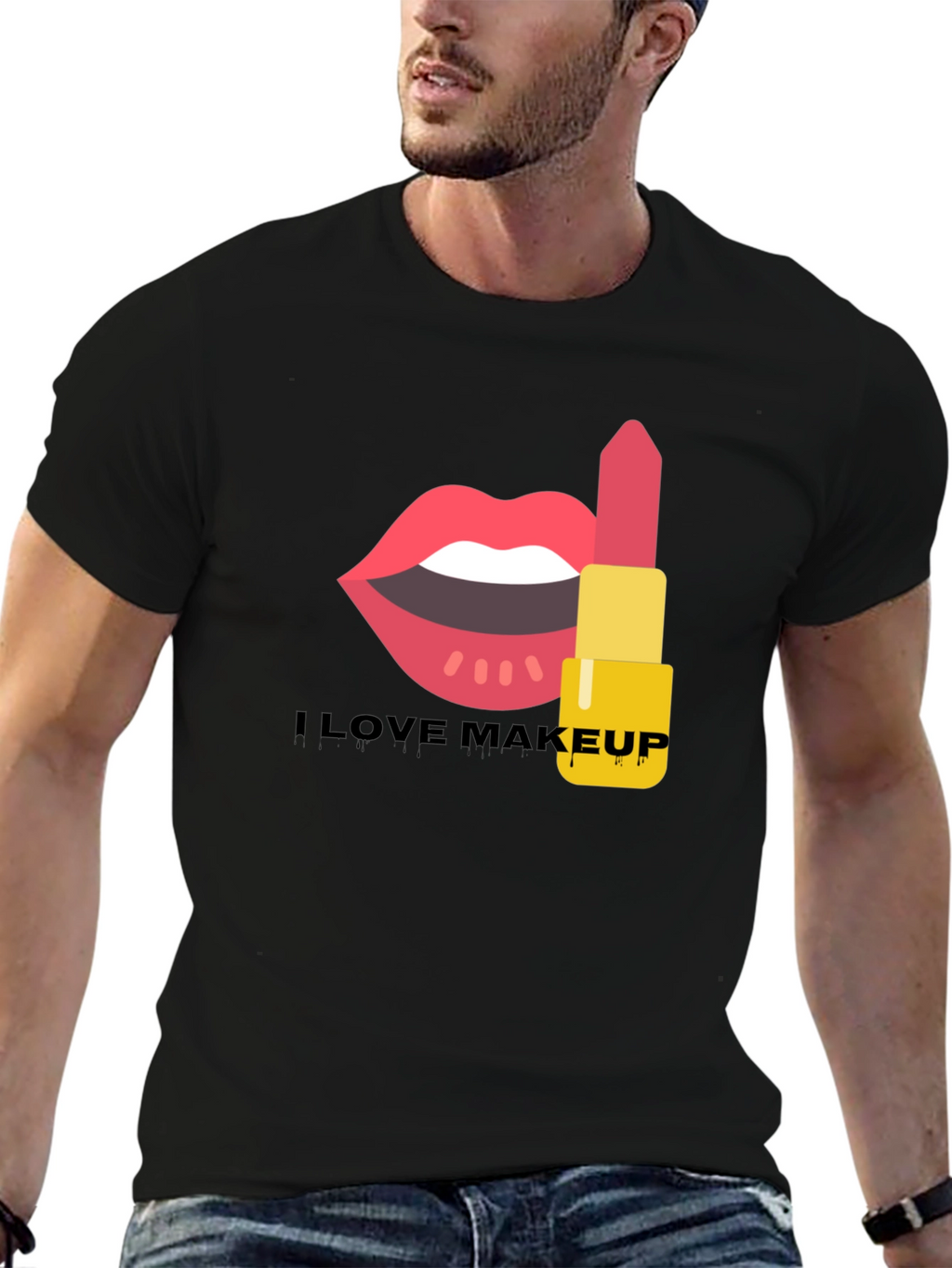 I Love Makeup Graphic Tee Black Cotton