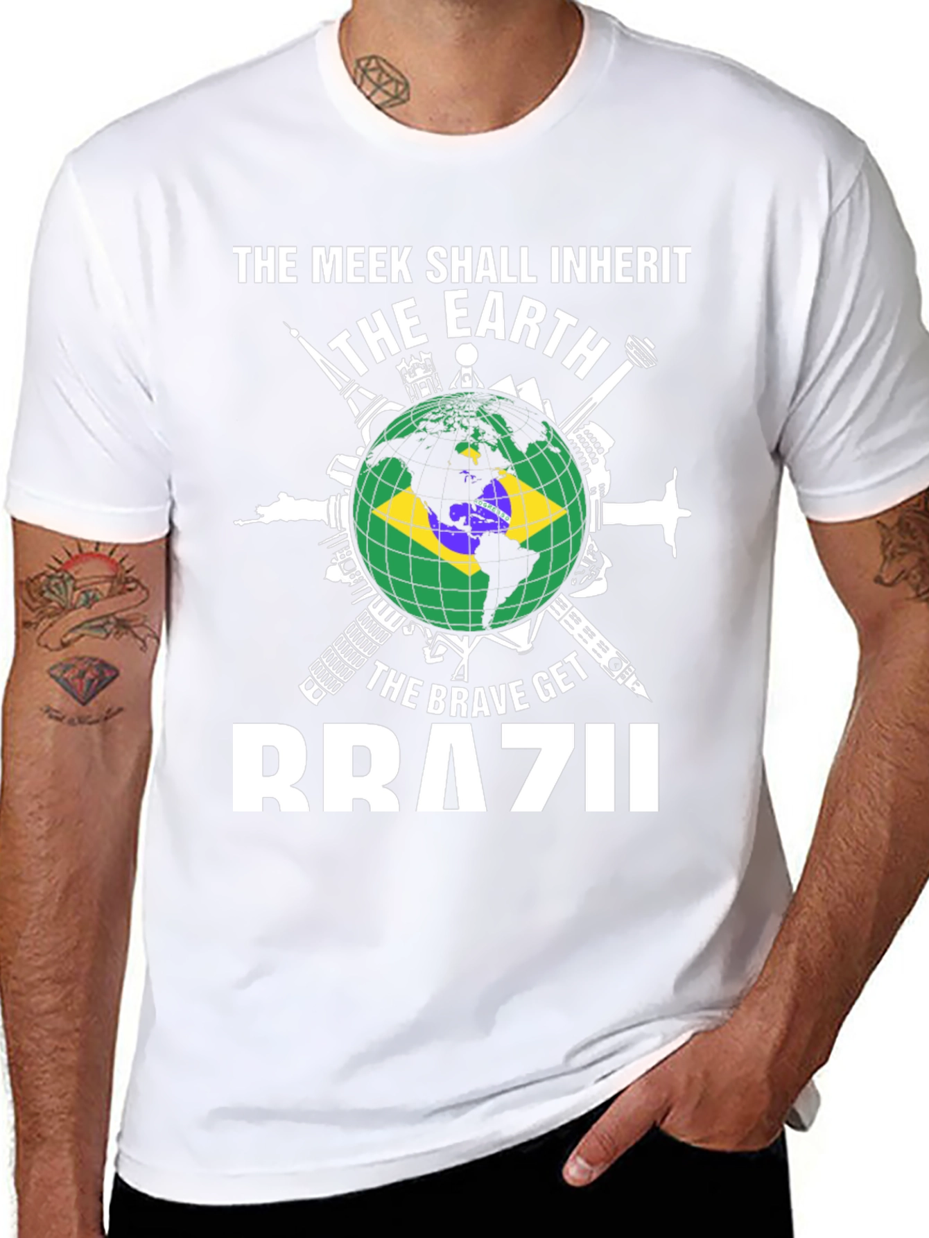 Brazil Globe Graphic T-Shirt - Meek & Brave