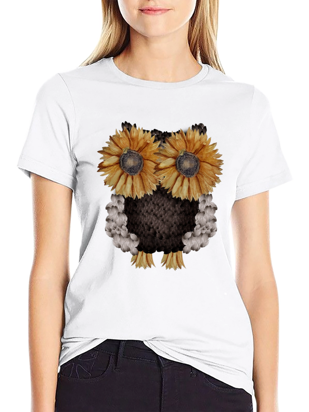 Sunflower Owl Graphic Tee - Black