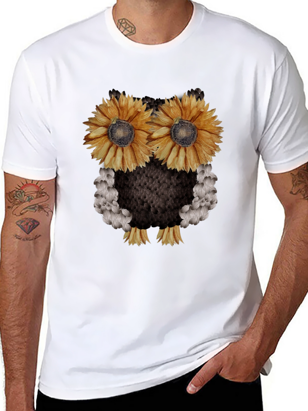 Sunflower Owl Graphic Tee - Black