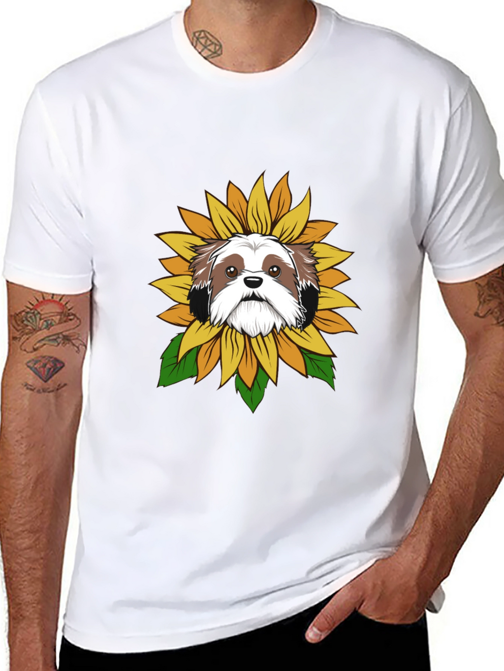 Shih Tzu Sunflower T-Shirt – Cute Dog Lover Graphic Tee