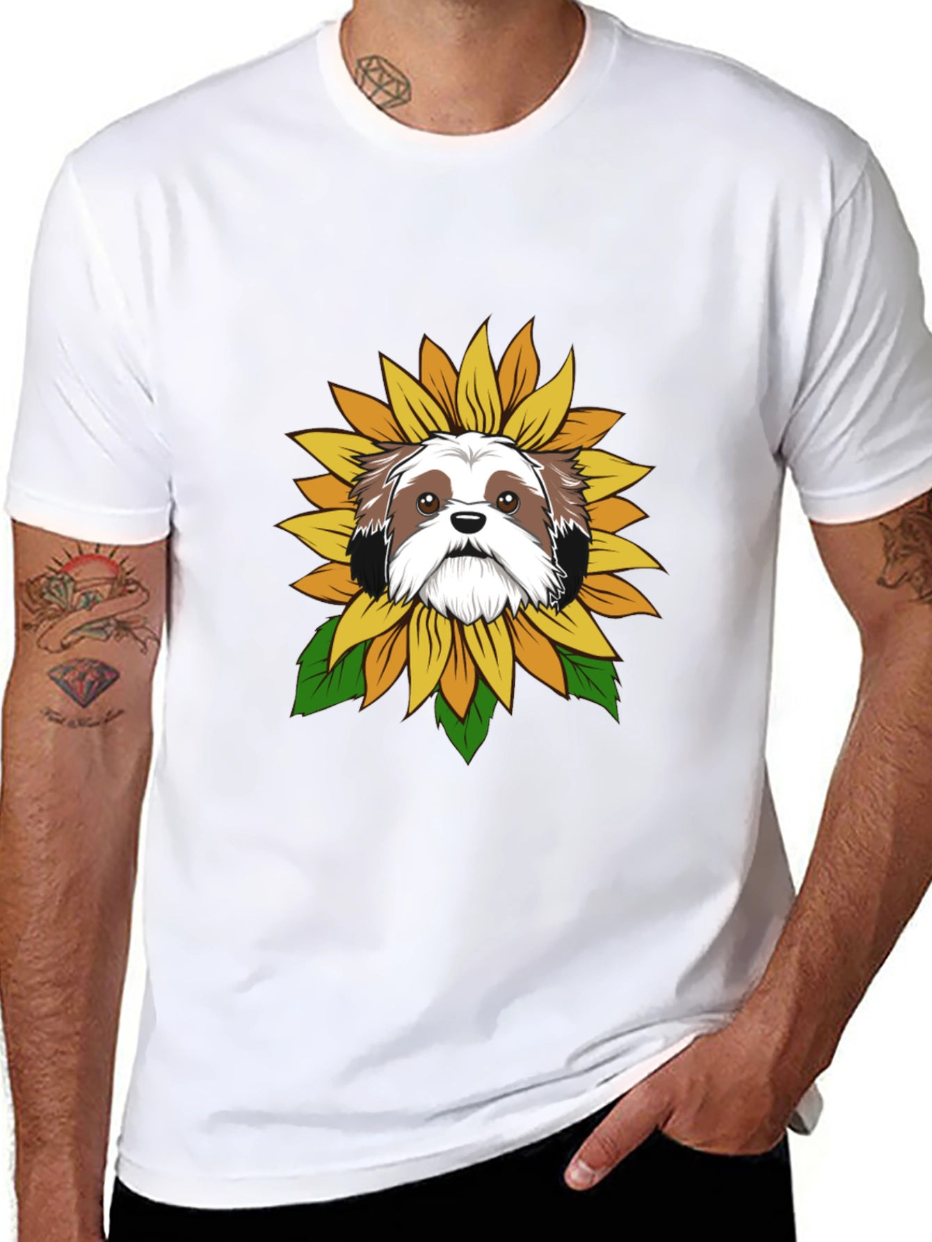 Shih Tzu Sunflower T-Shirt – Cute Dog Lover Graphic Tee