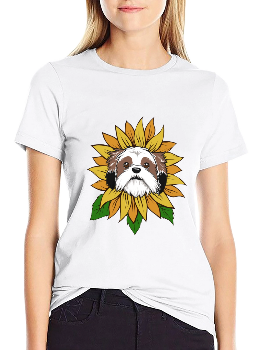 Shih Tzu Sunflower T-Shirt – Cute Dog Lover Graphic Tee