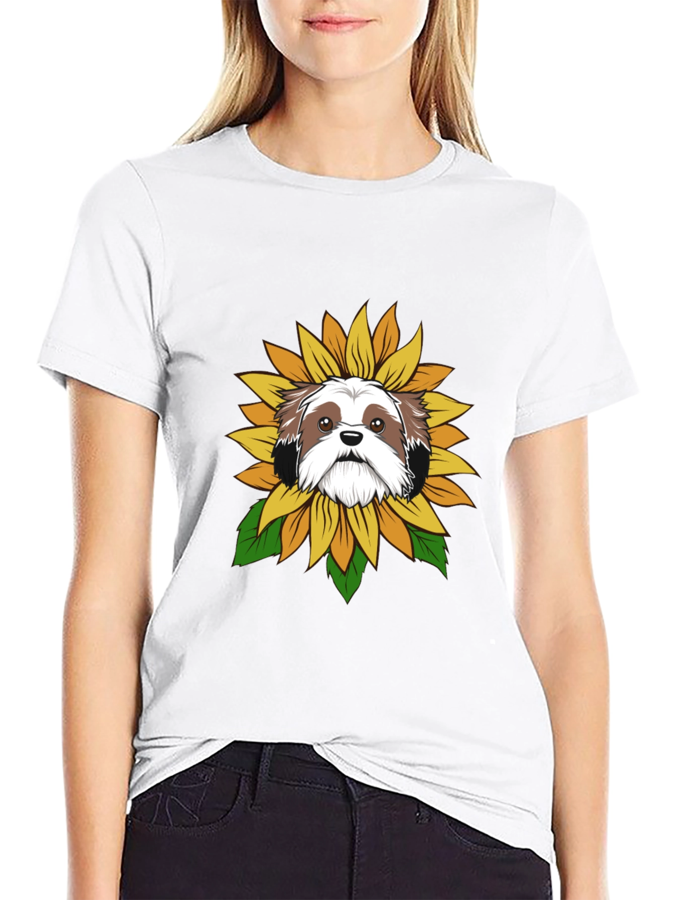 Shih Tzu Sunflower T-Shirt – Cute Dog Lover Graphic Tee