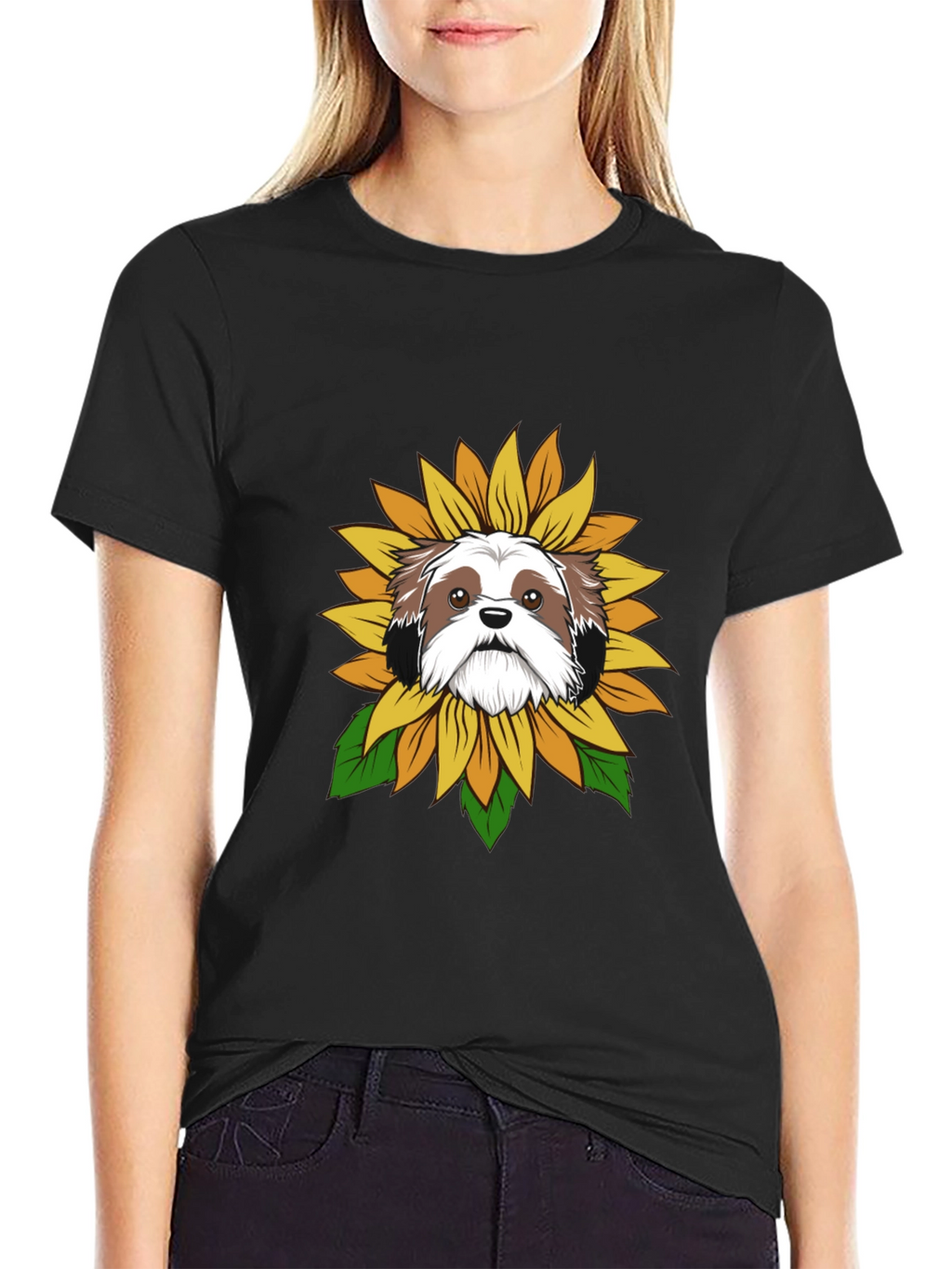 Shih Tzu Sunflower T-Shirt – Cute Dog Lover Graphic Tee