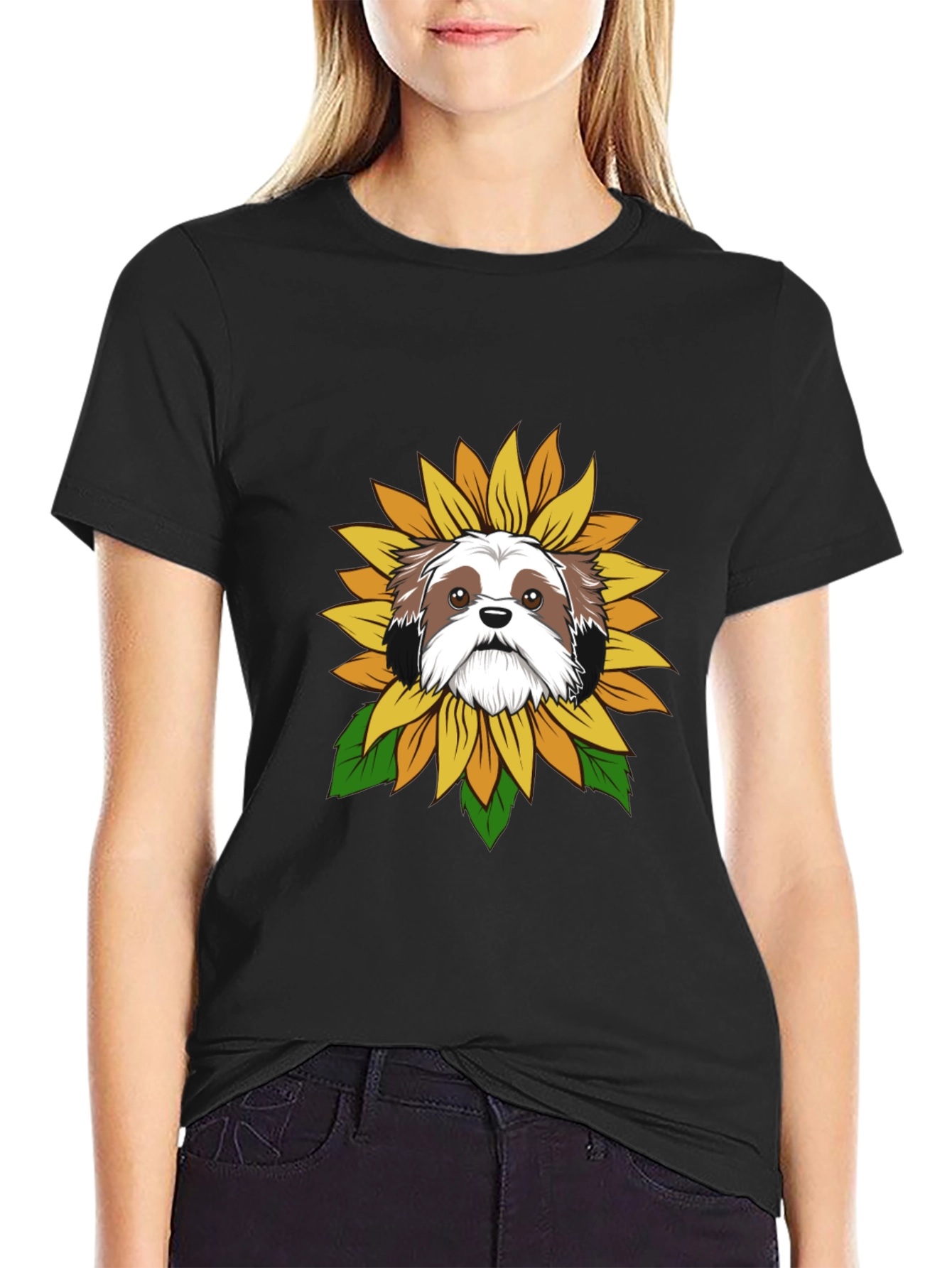 Shih Tzu Sunflower T-Shirt – Cute Dog Lover Graphic Tee