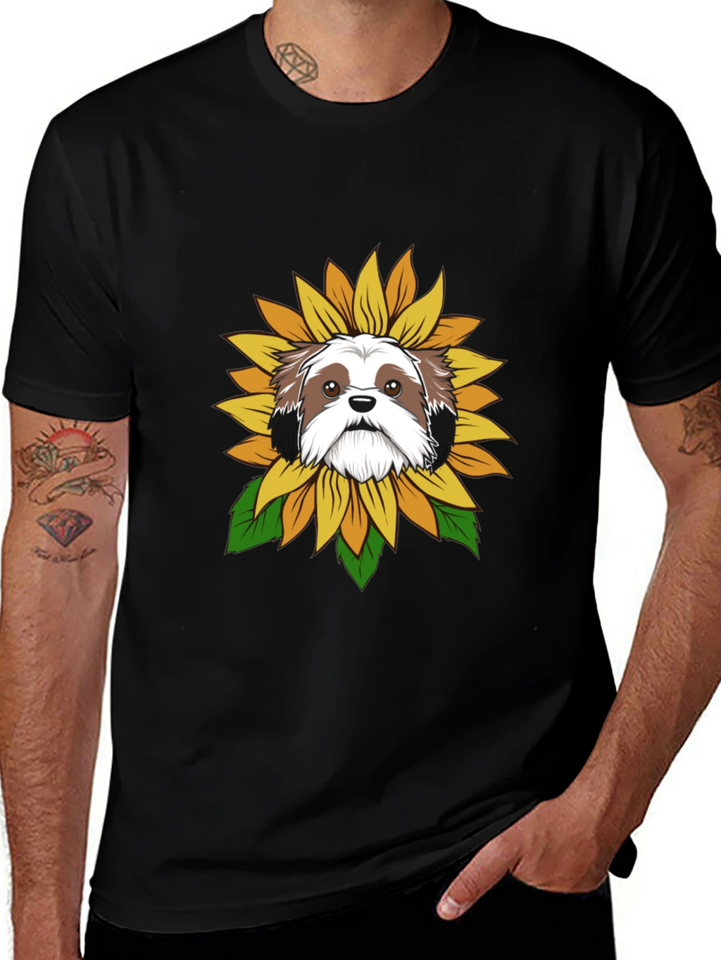 Shih Tzu Sunflower T-Shirt – Cute Dog Lover Graphic Tee