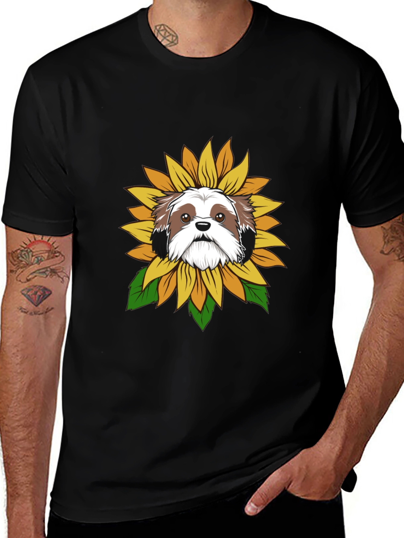 Shih Tzu Sunflower T-Shirt – Cute Dog Lover Graphic Tee