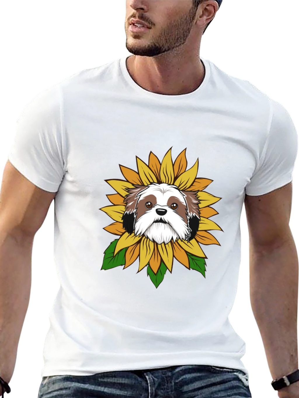 Shih Tzu Sunflower T-Shirt – Cute Dog Lover Graphic Tee