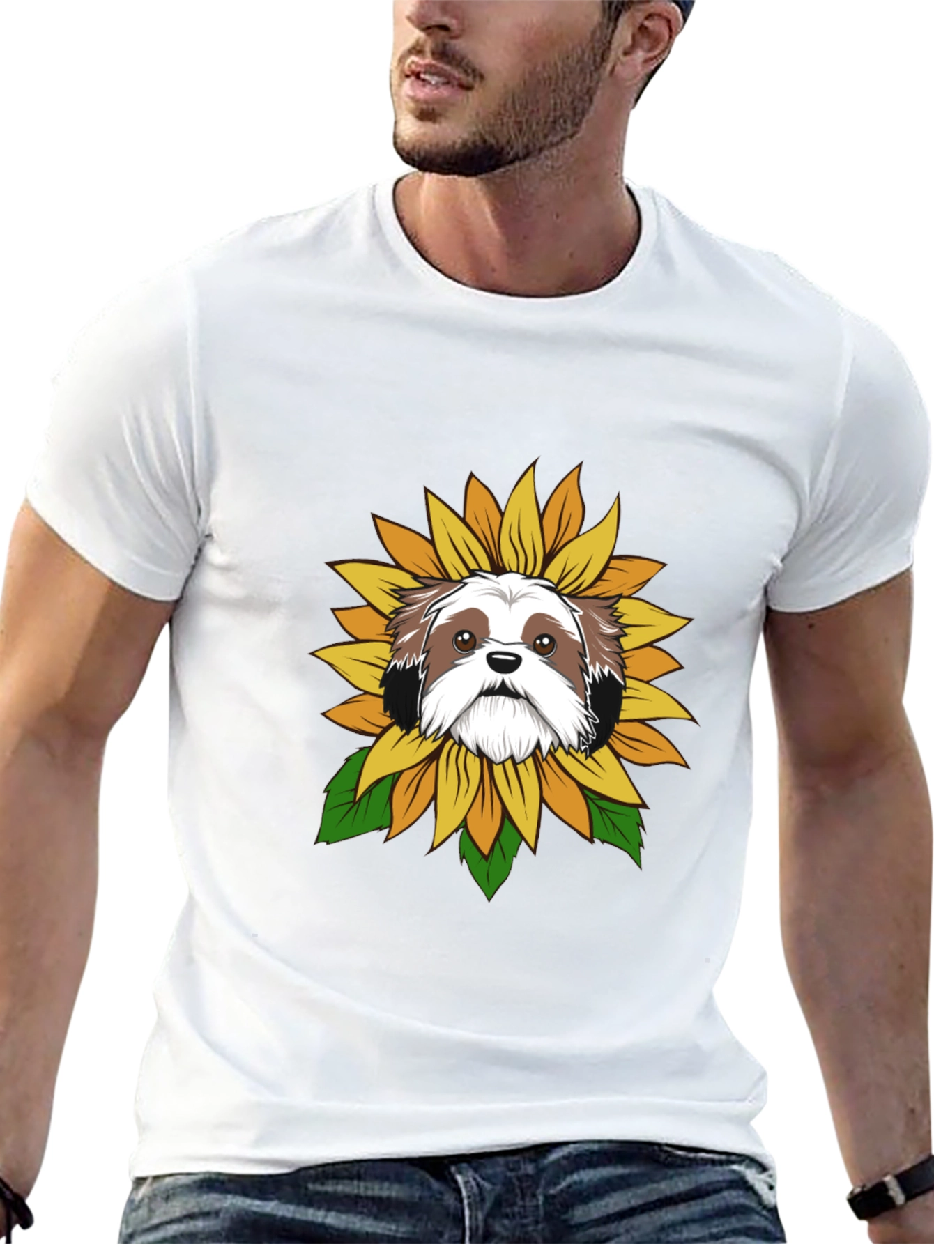 Shih Tzu Sunflower T-Shirt – Cute Dog Lover Graphic Tee