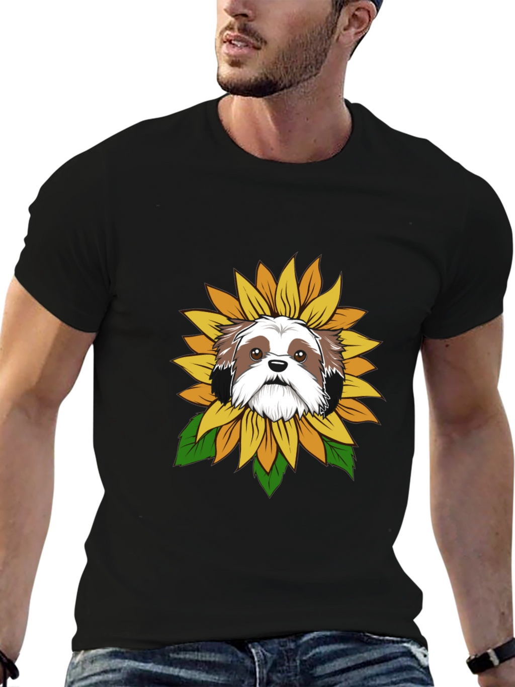 Shih Tzu Sunflower T-Shirt – Cute Dog Lover Graphic Tee