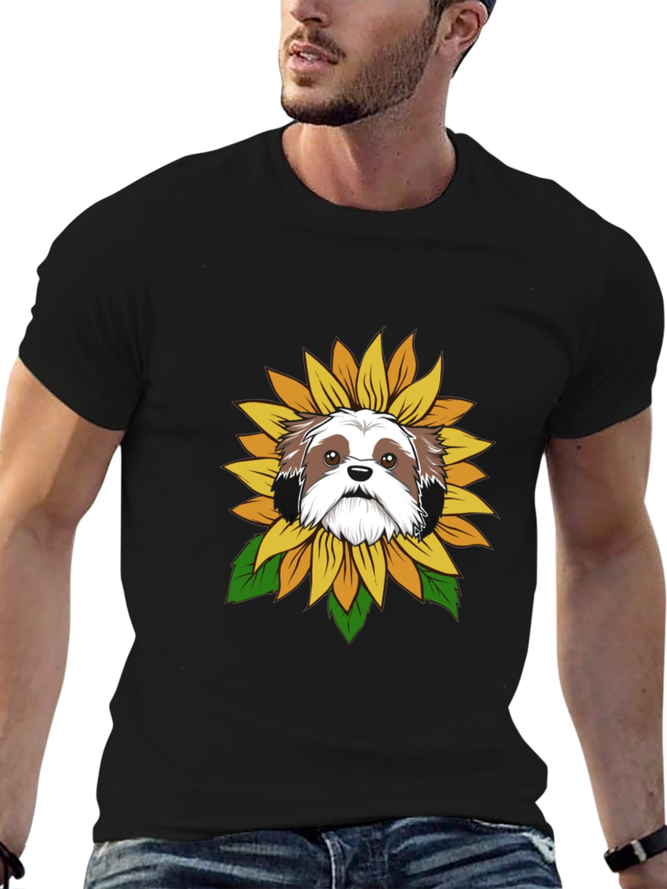 Shih Tzu Sunflower T-Shirt – Cute Dog Lover Graphic Tee