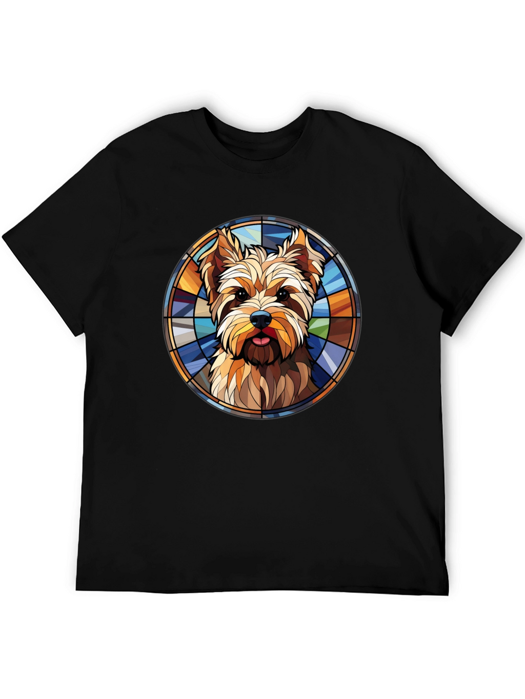 Stained Glass Yorkie T-Shirt – Artistic Dog Lover Tee