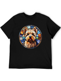 Stained Glass Yorkie T-Shirt – Artistic Dog Lover Tee
