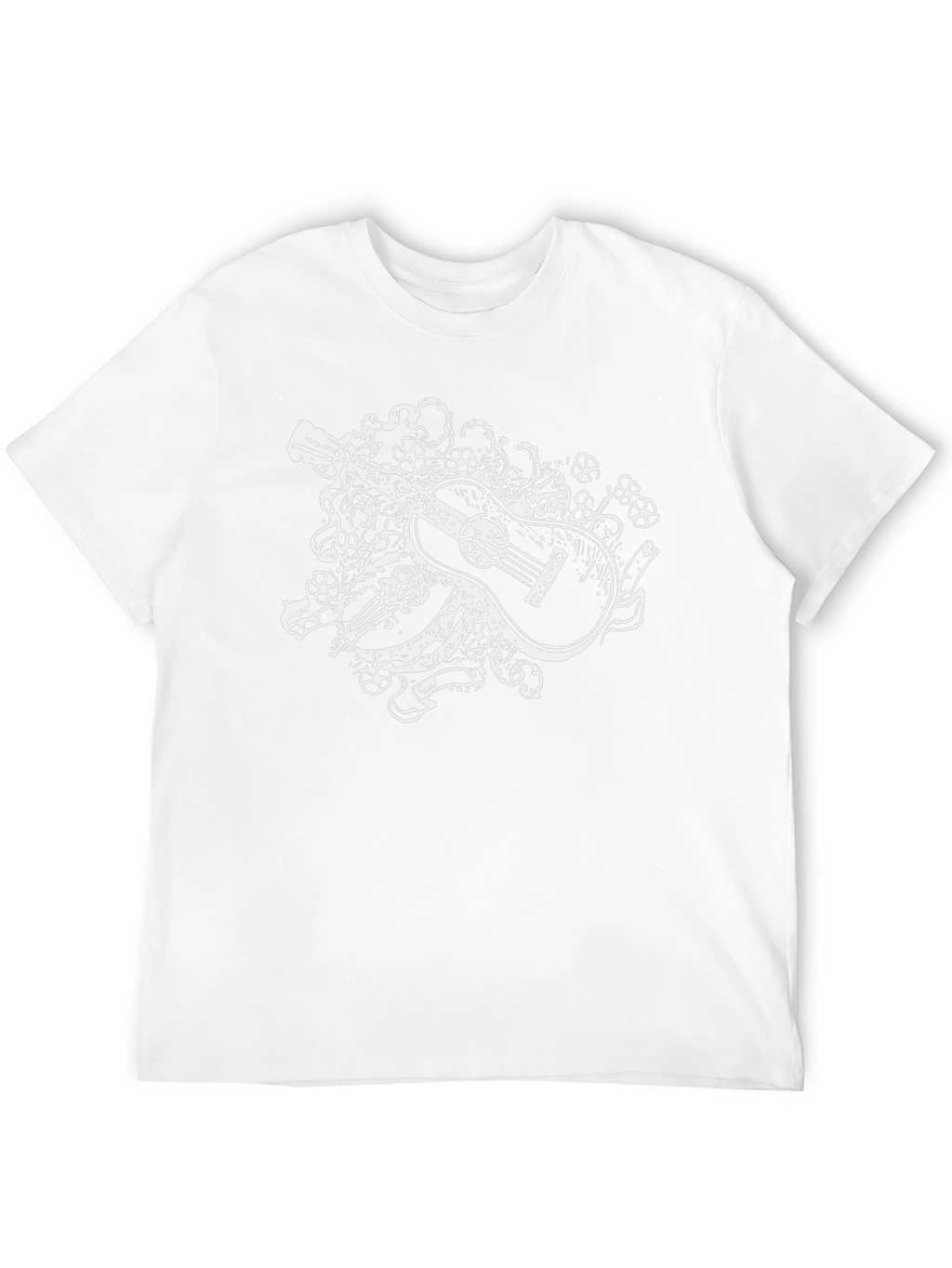 Guitar Floral Graphic Tee - Black Casual Shirt