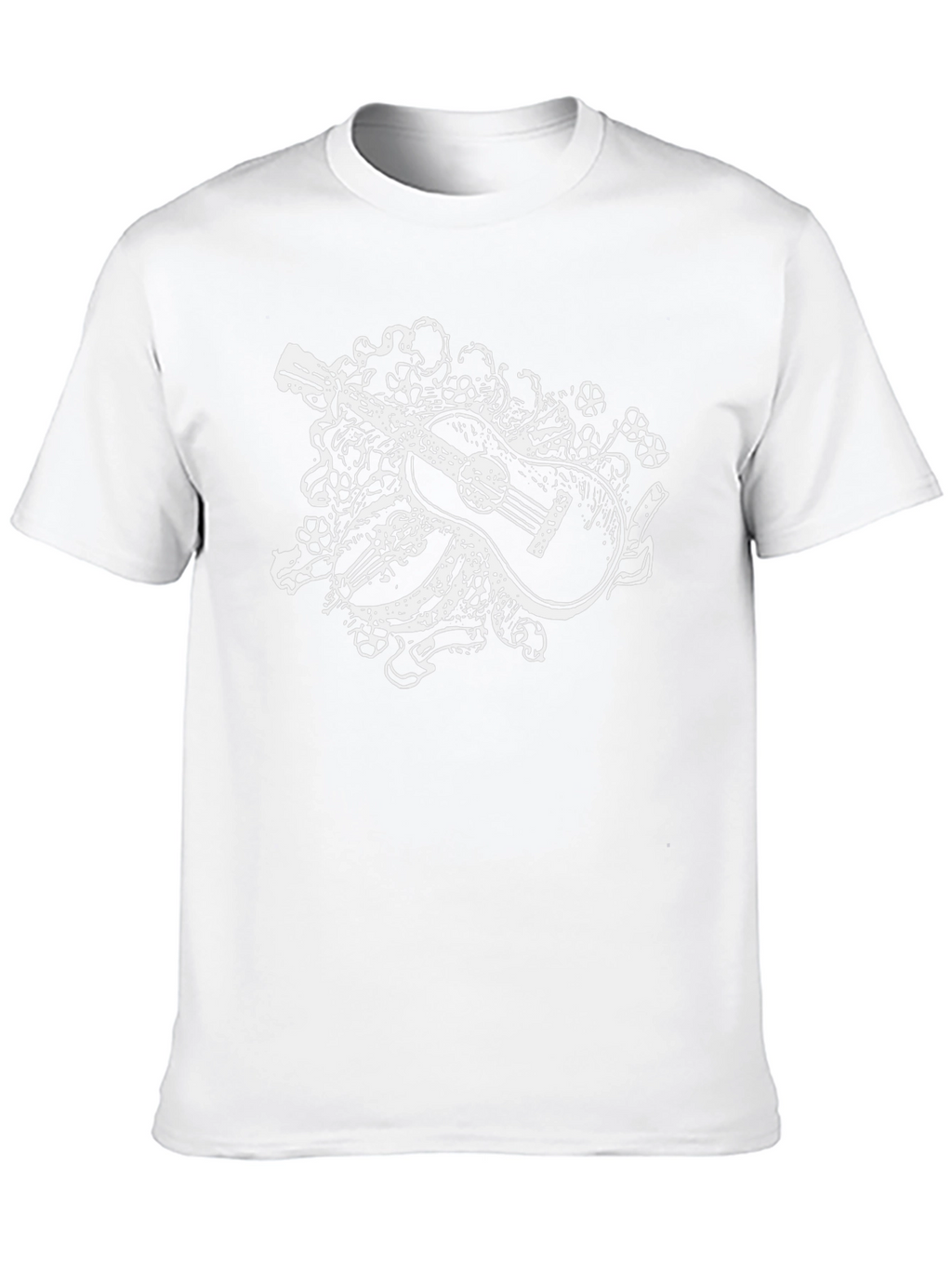Guitar Floral Graphic Tee - Black Casual Shirt
