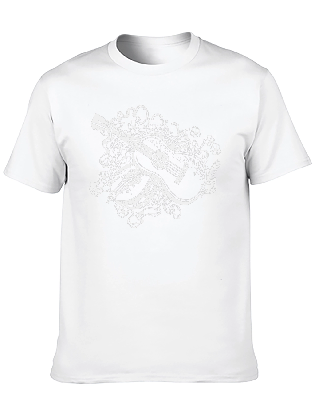 Guitar Floral Graphic Tee - Black Casual Shirt