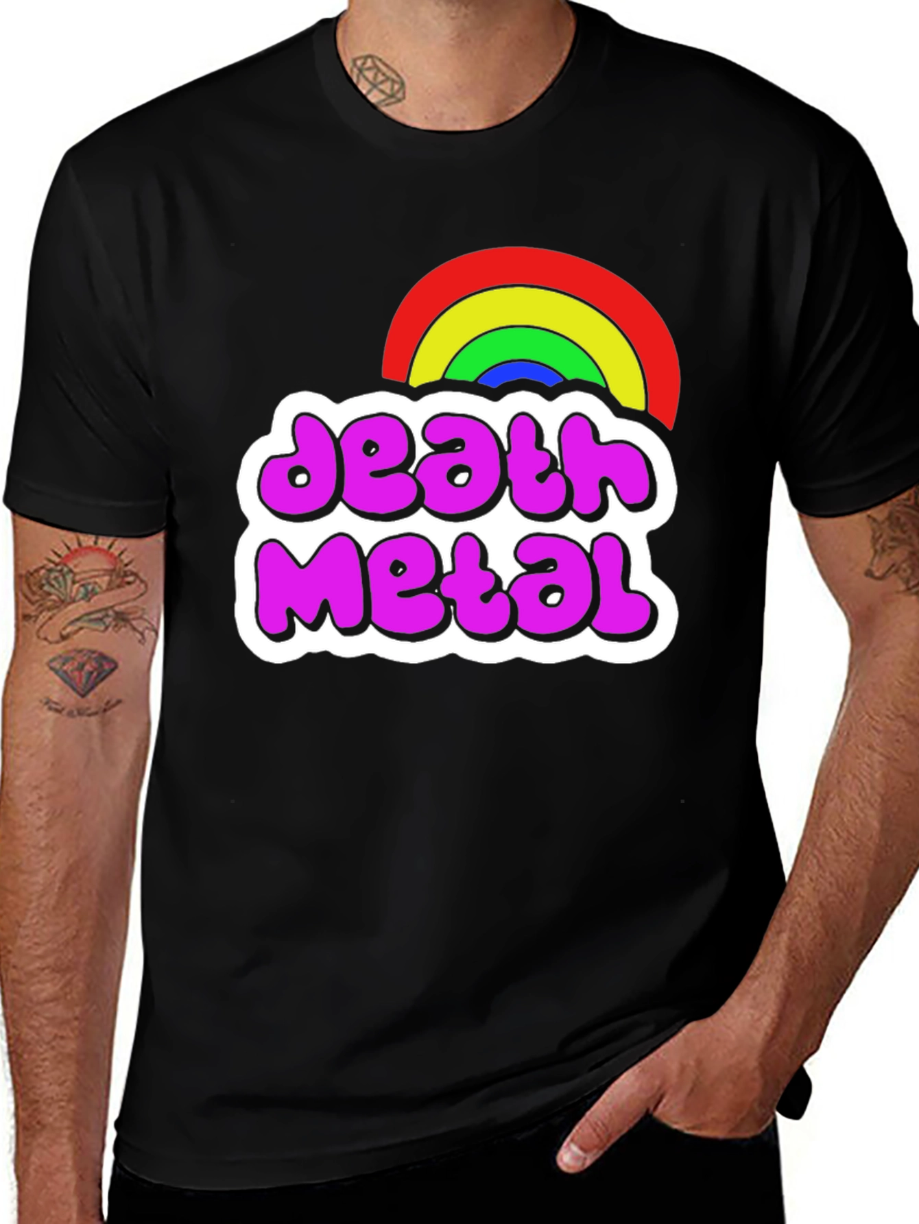 Death Metal Rainbow Graphic T-Shirt