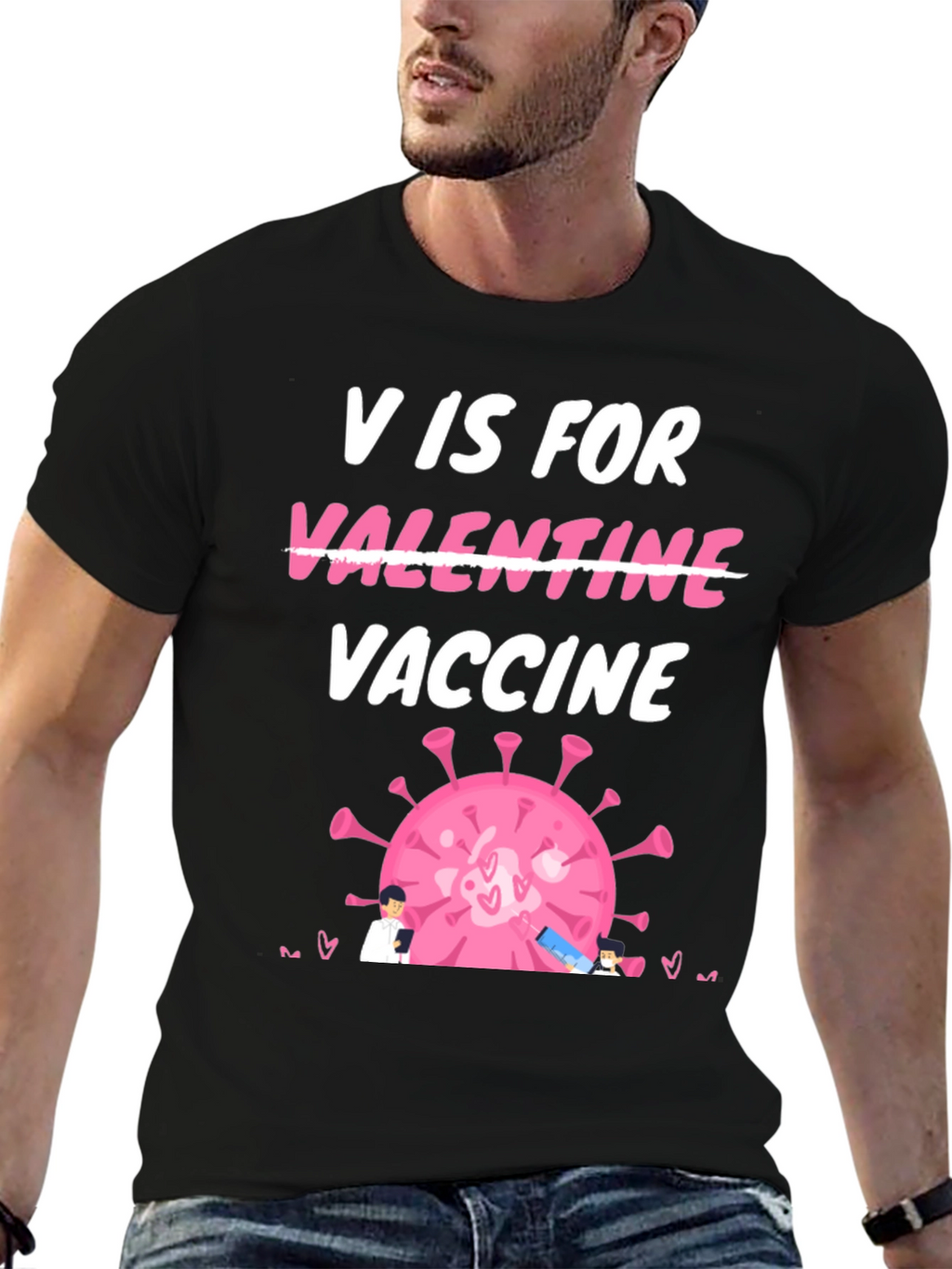 V is for Vaccine Valentines Day T-Shirt