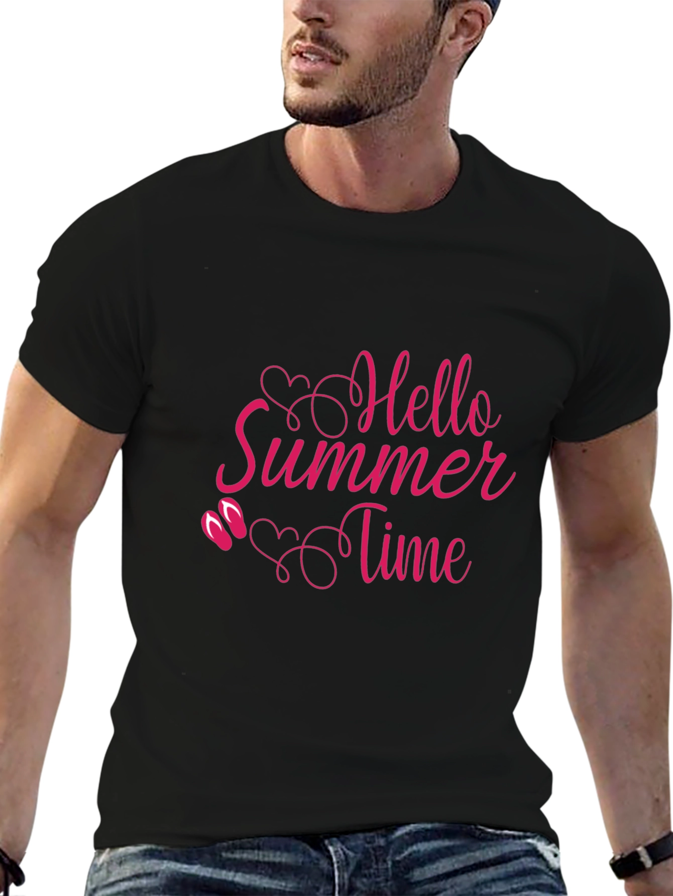 Hello Summer Time Black T-Shirt