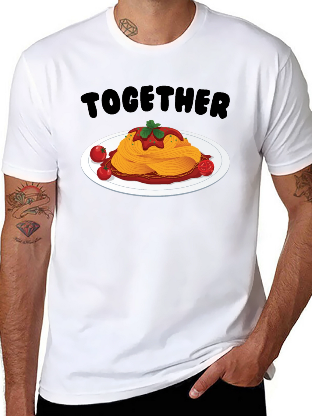 Together Spaghetti Graphic T-Shirt - Fun Foodie Tee