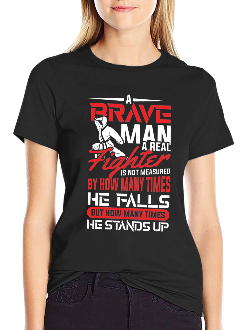 Brave Fighter Graphic T-Shirt - Motivational Karate Design