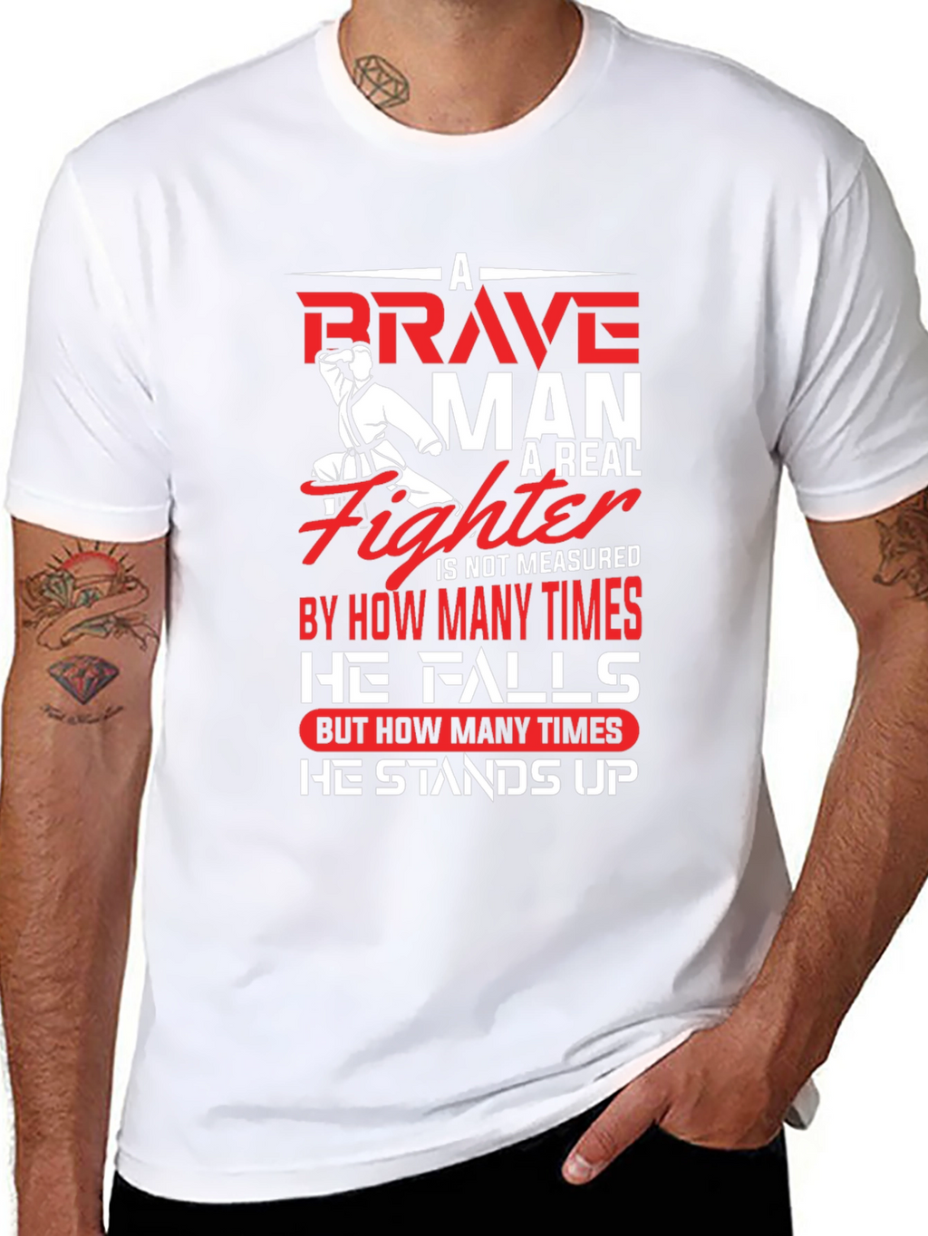 Brave Fighter Graphic T-Shirt - Motivational Karate Design