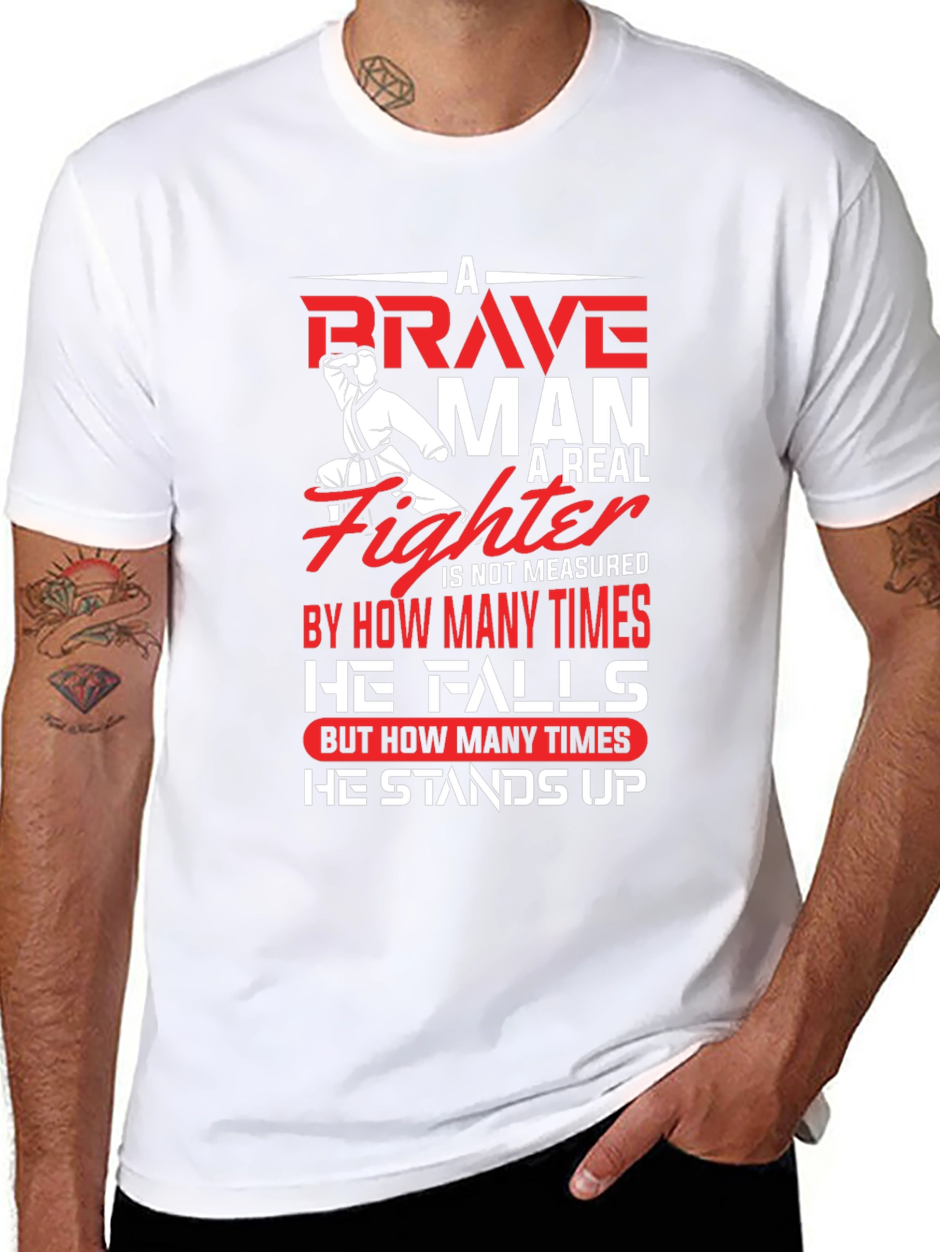 Brave Fighter Graphic T-Shirt - Motivational Karate Design