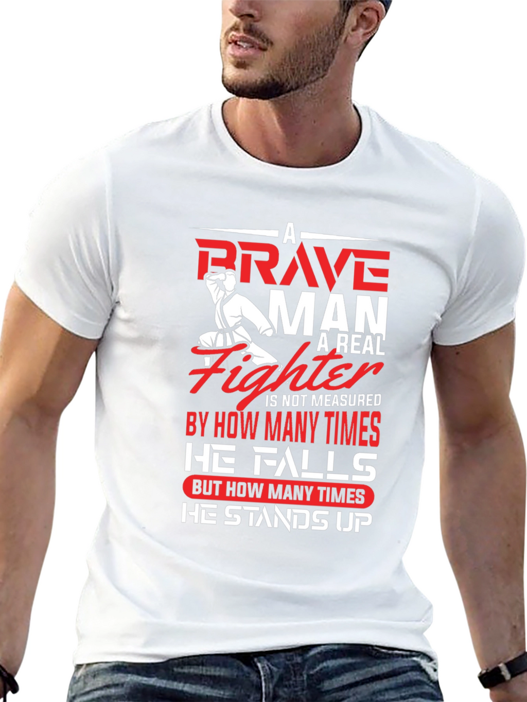 Brave Fighter Graphic T-Shirt - Motivational Karate Design