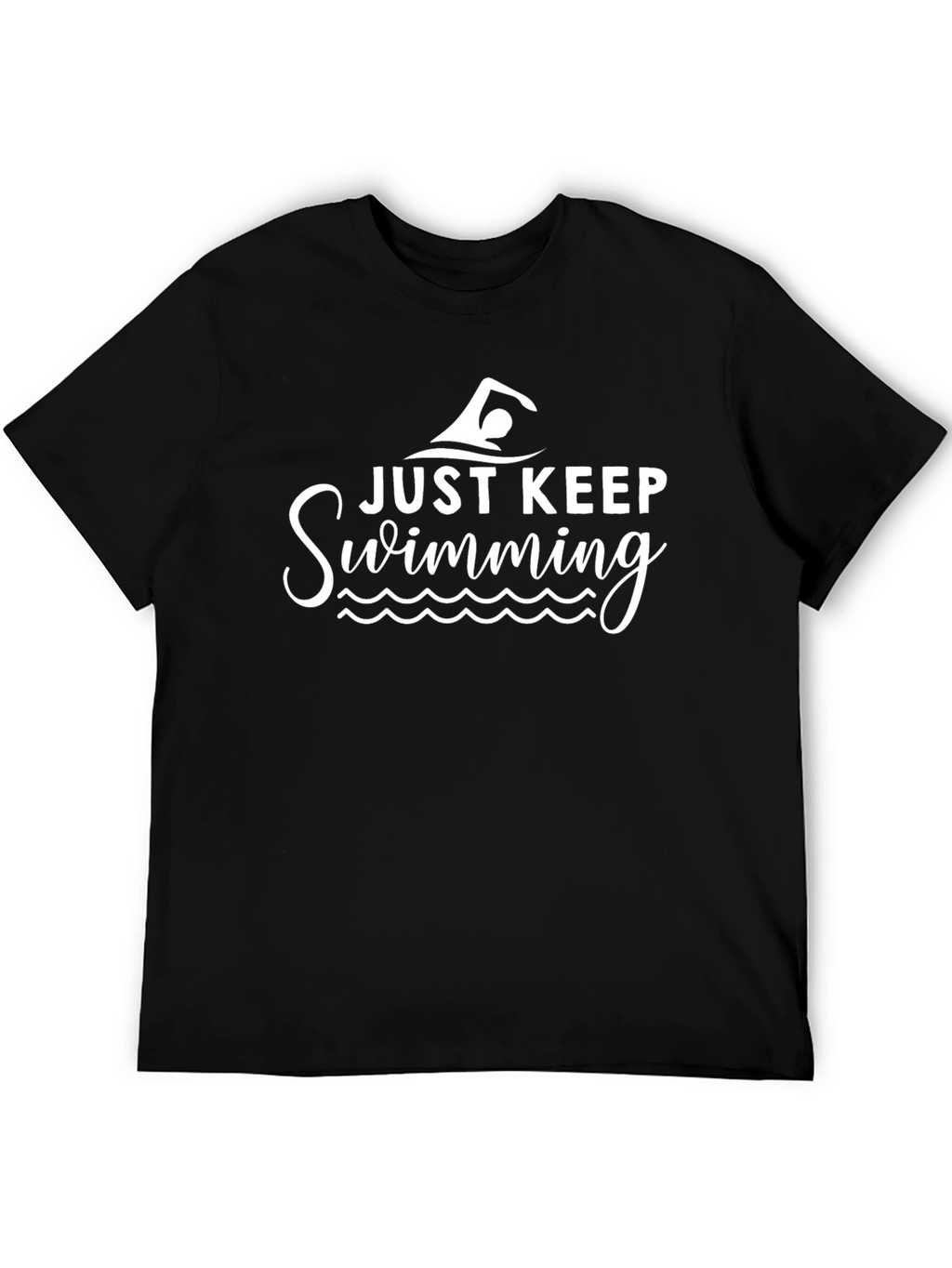 Just Keep Swimming Black Graphic Tee