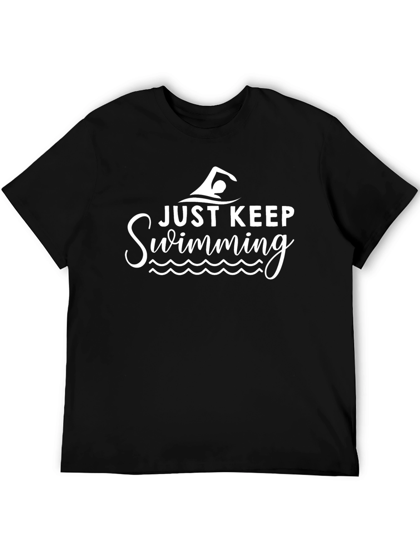 Just Keep Swimming Black Graphic Tee