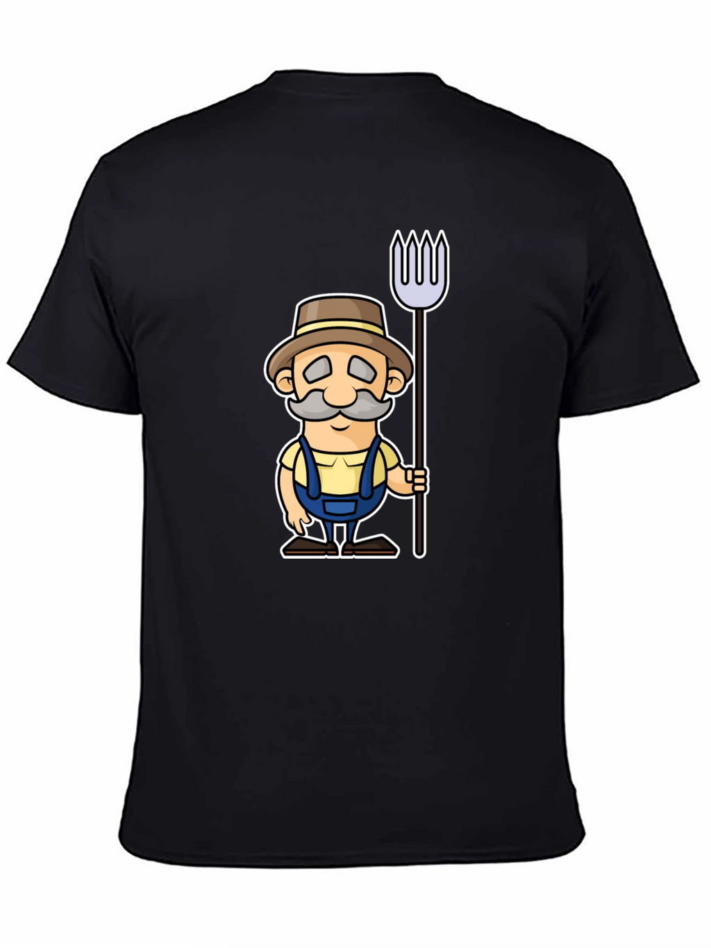 Cartoon Farmer Graphic Black T-Shirt