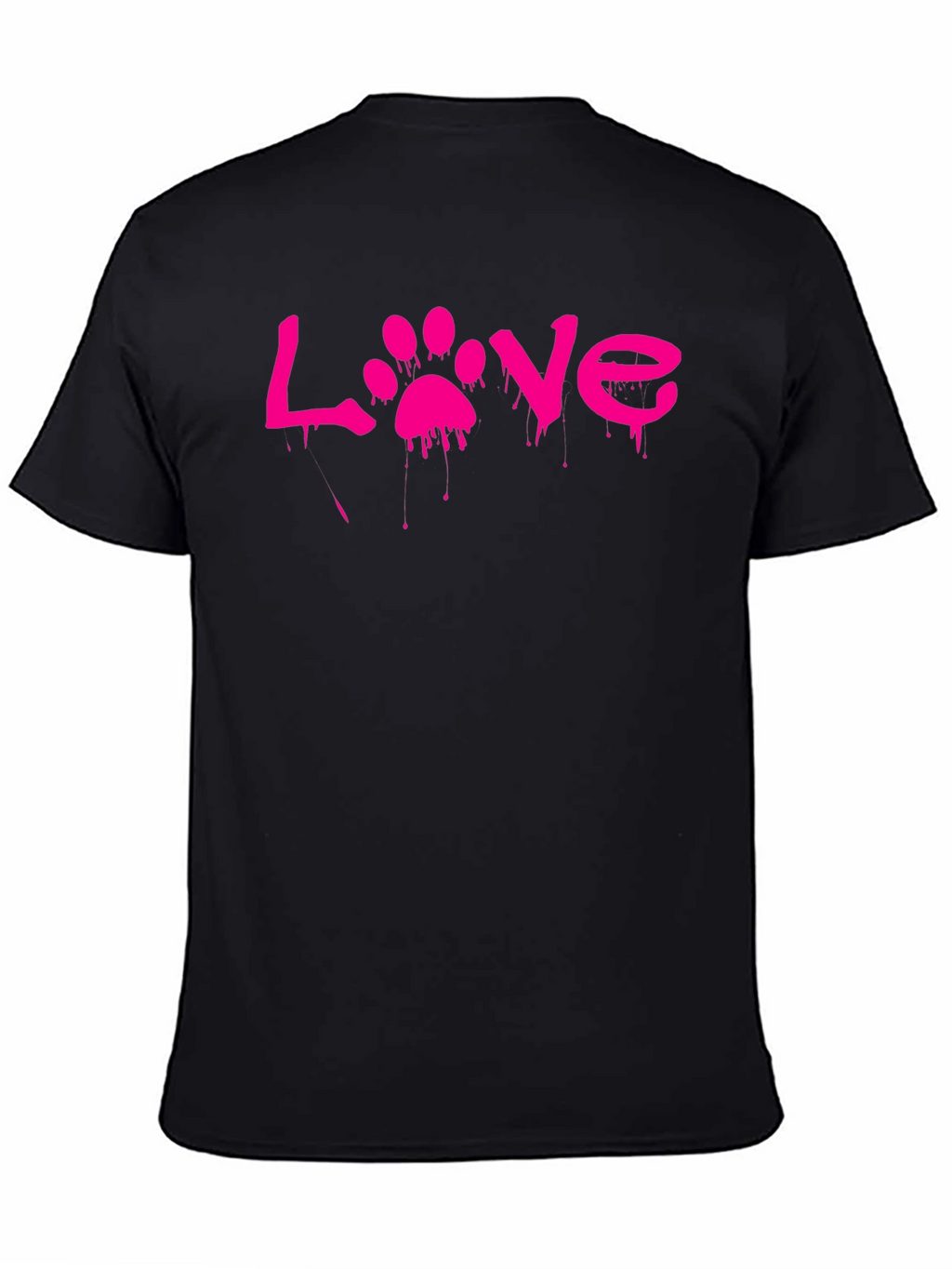 Love Paw Print Graphic T-Shirt - Black