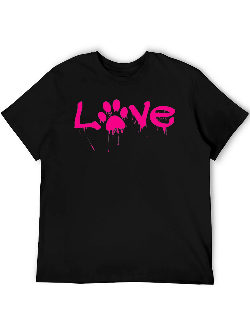 Love Paw Print Graphic T-Shirt - Black