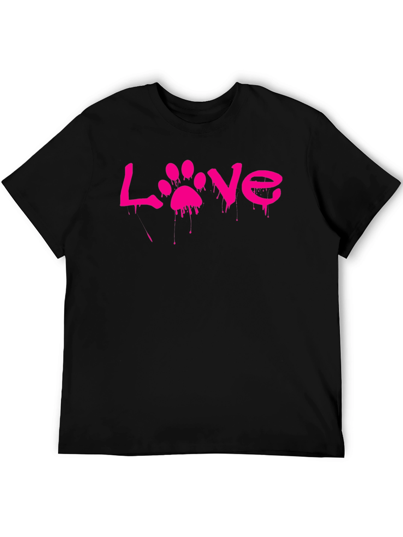 Love Paw Print Graphic T-Shirt - Black