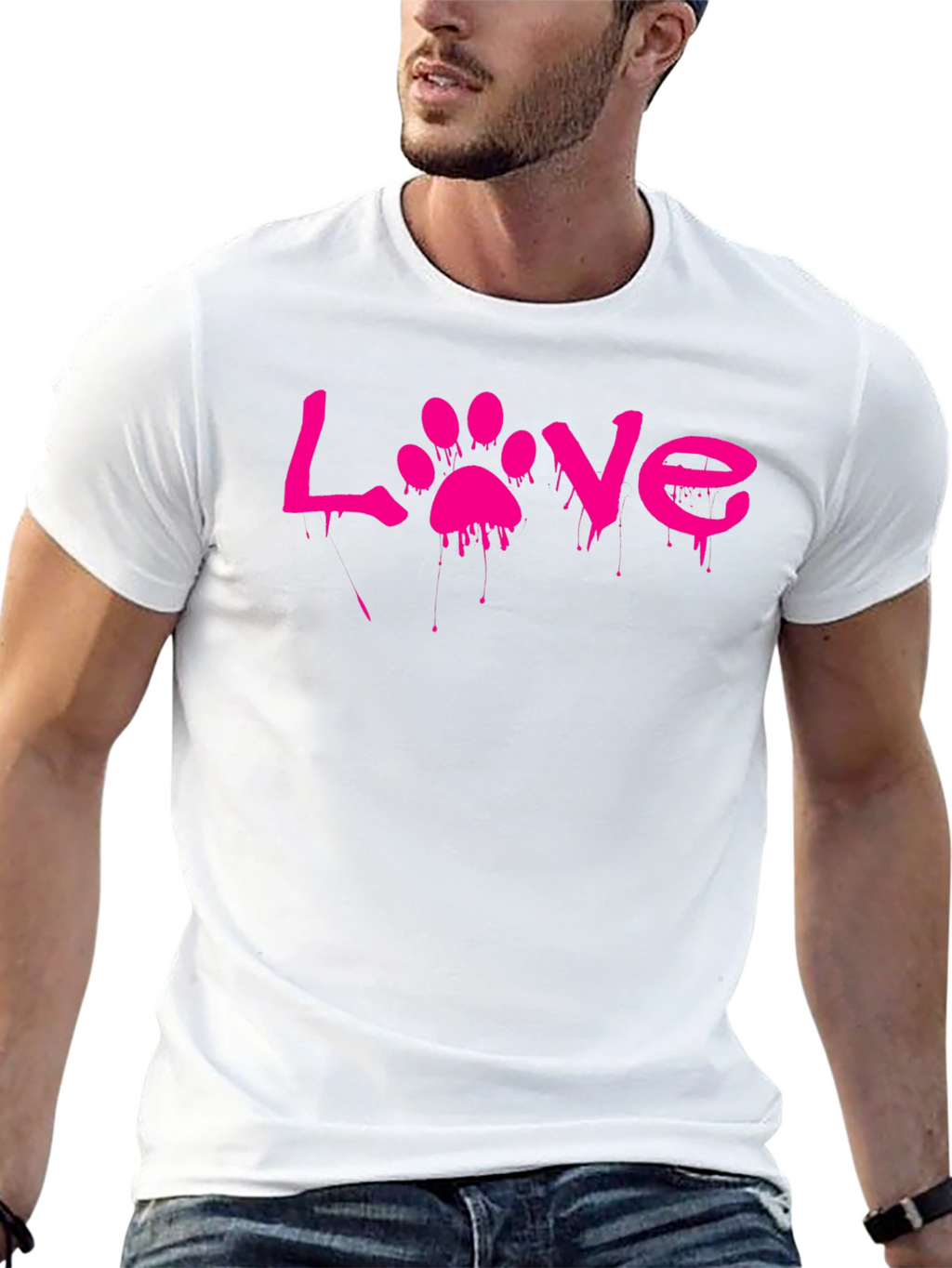 Love Paw Print Graphic T-Shirt - Black